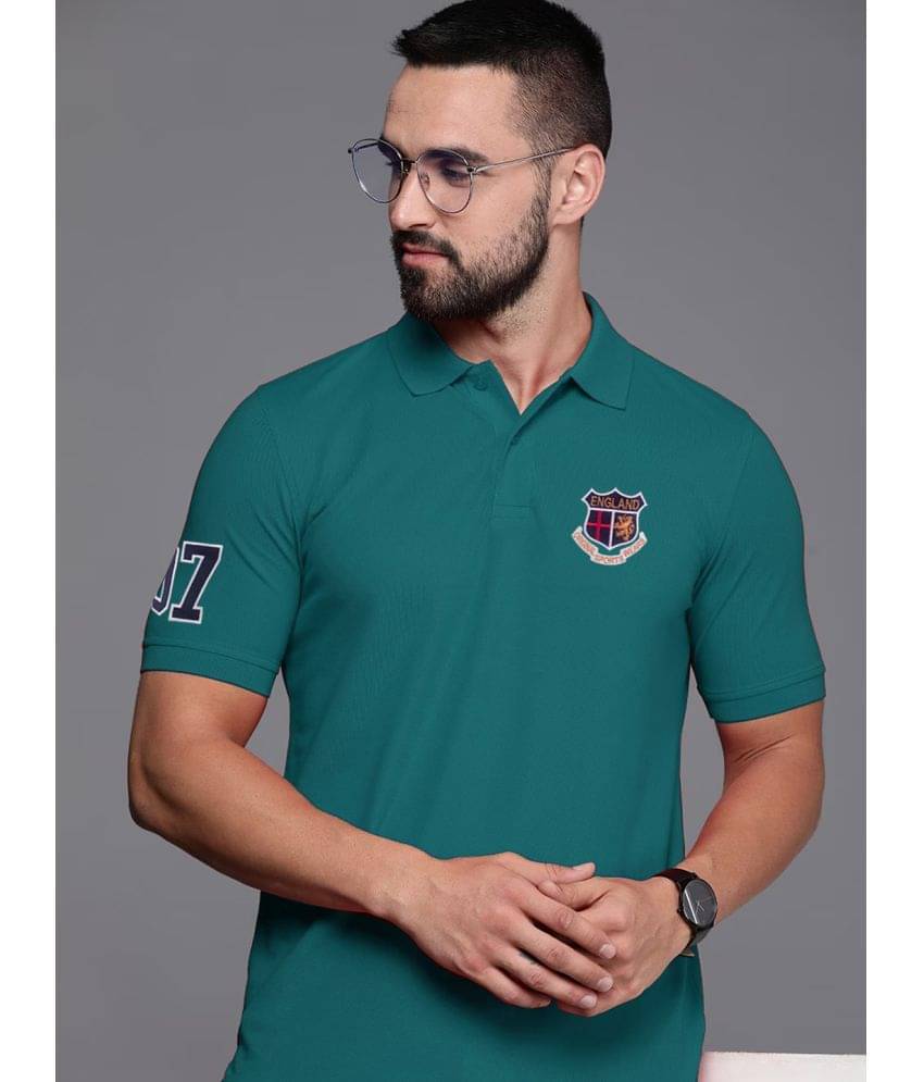 ADORATE Pack of 1 Cotton Blend Regular Fit Applique Half Sleeves Men's Polo T Shirt ( Teal Blue ) ADORATE Pack of 1 Cotton Blend Regular Fit Applique Half Sleeves Men's Polo T Shirt ( Teal Blue )