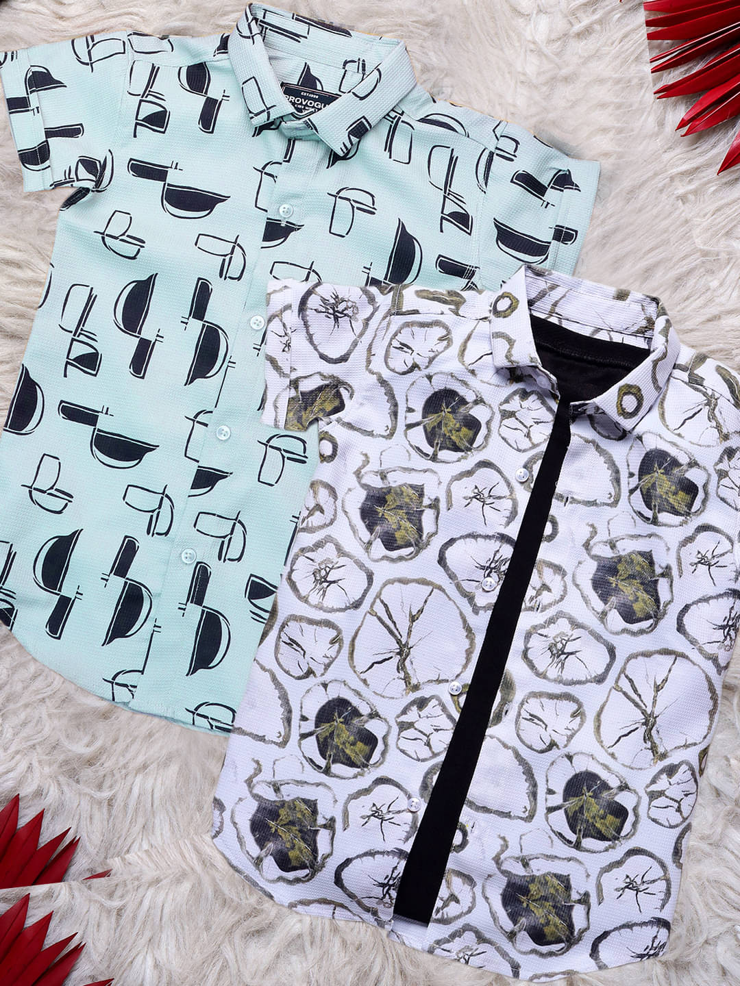    			ALY JOHN Pack of 2 Boys 100% Cotton Half Sleeves Shirt ( Multicolor 3 )