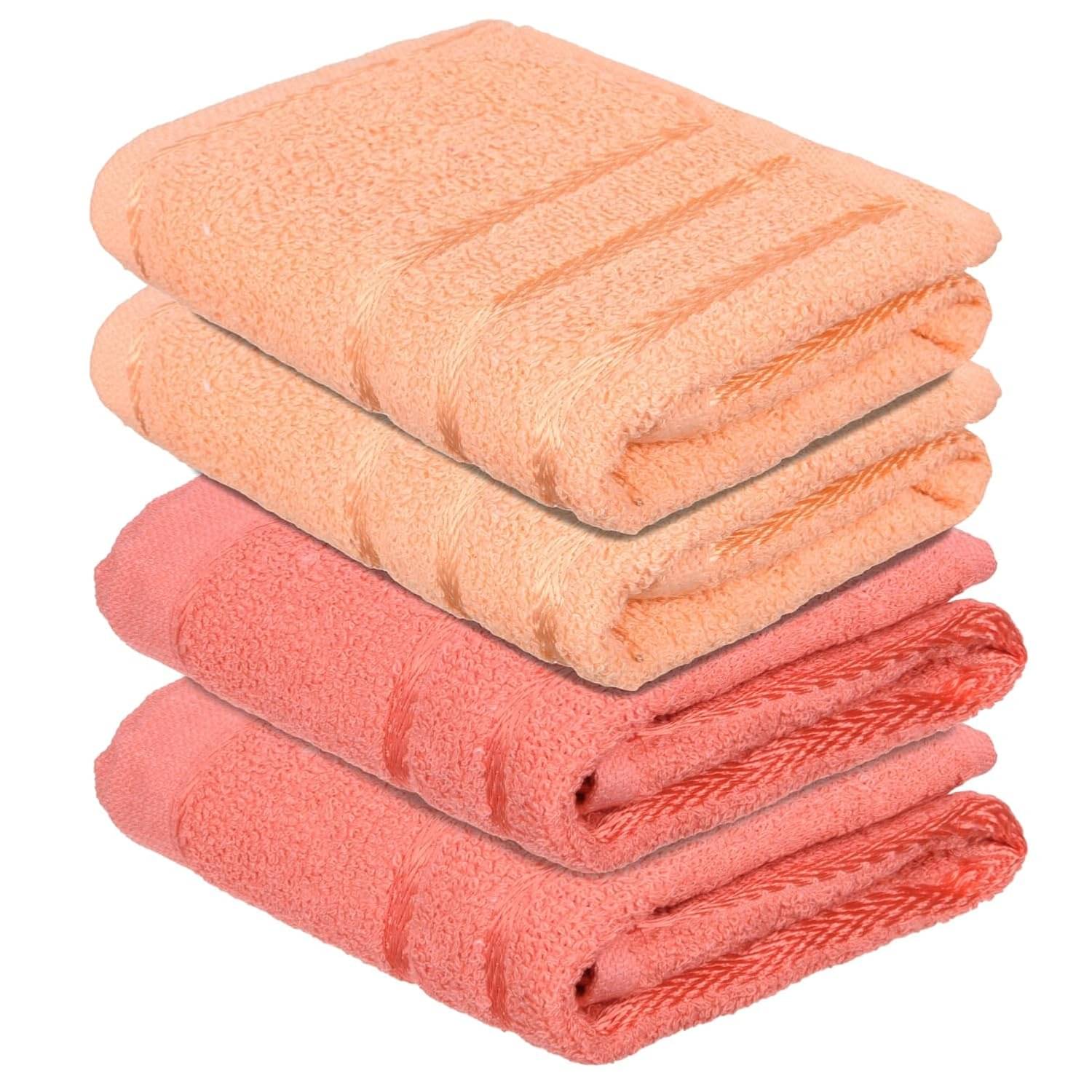     			Ashru Pack of 4 Cotton 351-400 -GSM Hand Towel ( Assorted )