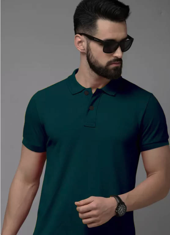 CAT BUNNY Pack of 1 Cotton Blend Regular Fit Solid Half Sleeves Men's Polo T Shirt ( Dark Green ) CAT BUNNY Pack of 1 Cotton Blend Regular Fit Solid Half Sleeves Men's Polo T Shirt ( Dark Green )