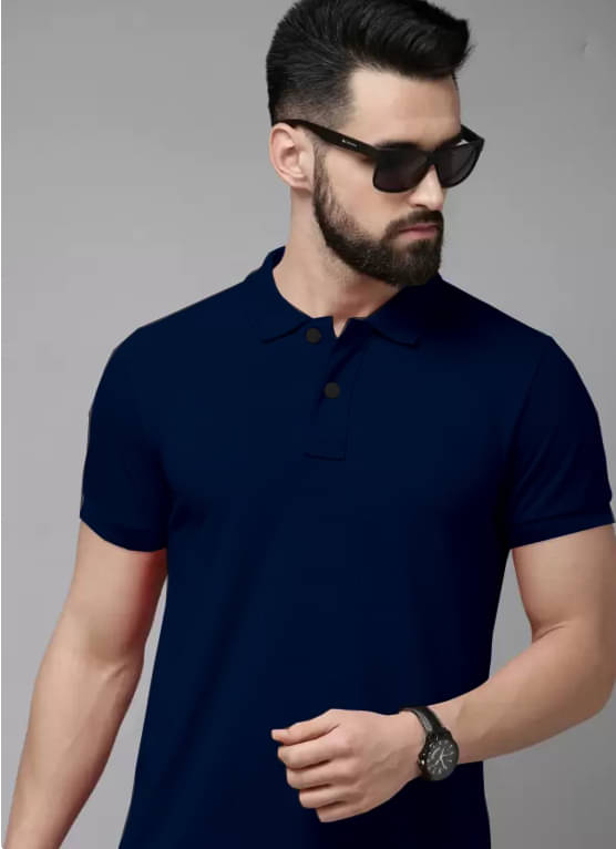 CAT BUNNY Pack of 1 Cotton Blend Regular Fit Solid Half Sleeves Men's Polo T Shirt ( Navy ) CAT BUNNY Pack of 1 Cotton Blend Regular Fit Solid Half Sleeves Men's Polo T Shirt ( Navy )