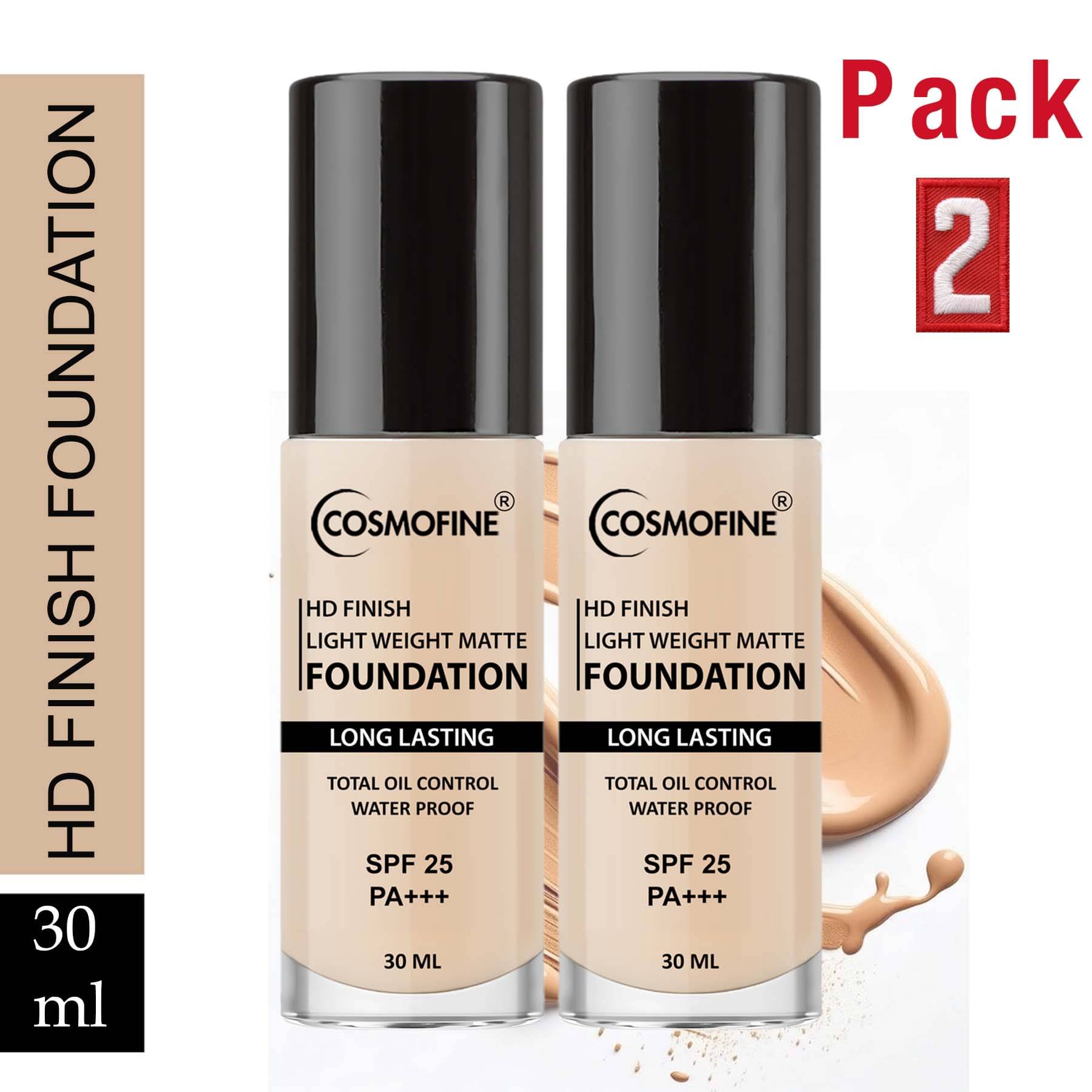     			COSMOFINE Matte Liquid For All Skin Types Skin Light Foundation Pack of 2