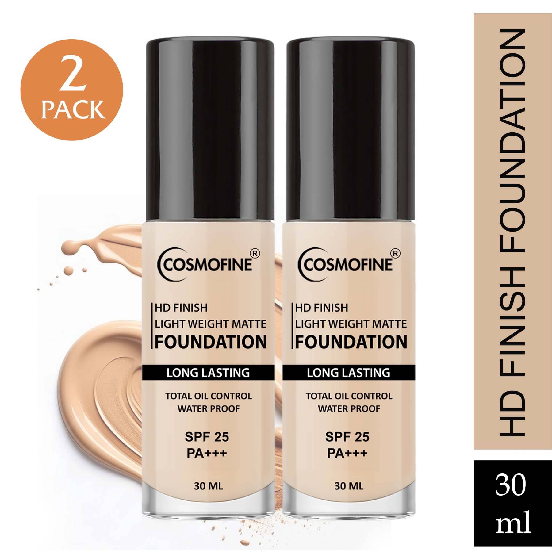     			COSMOFINE Matte Liquid For All Skin Types Skin Light Foundation Pack of 2