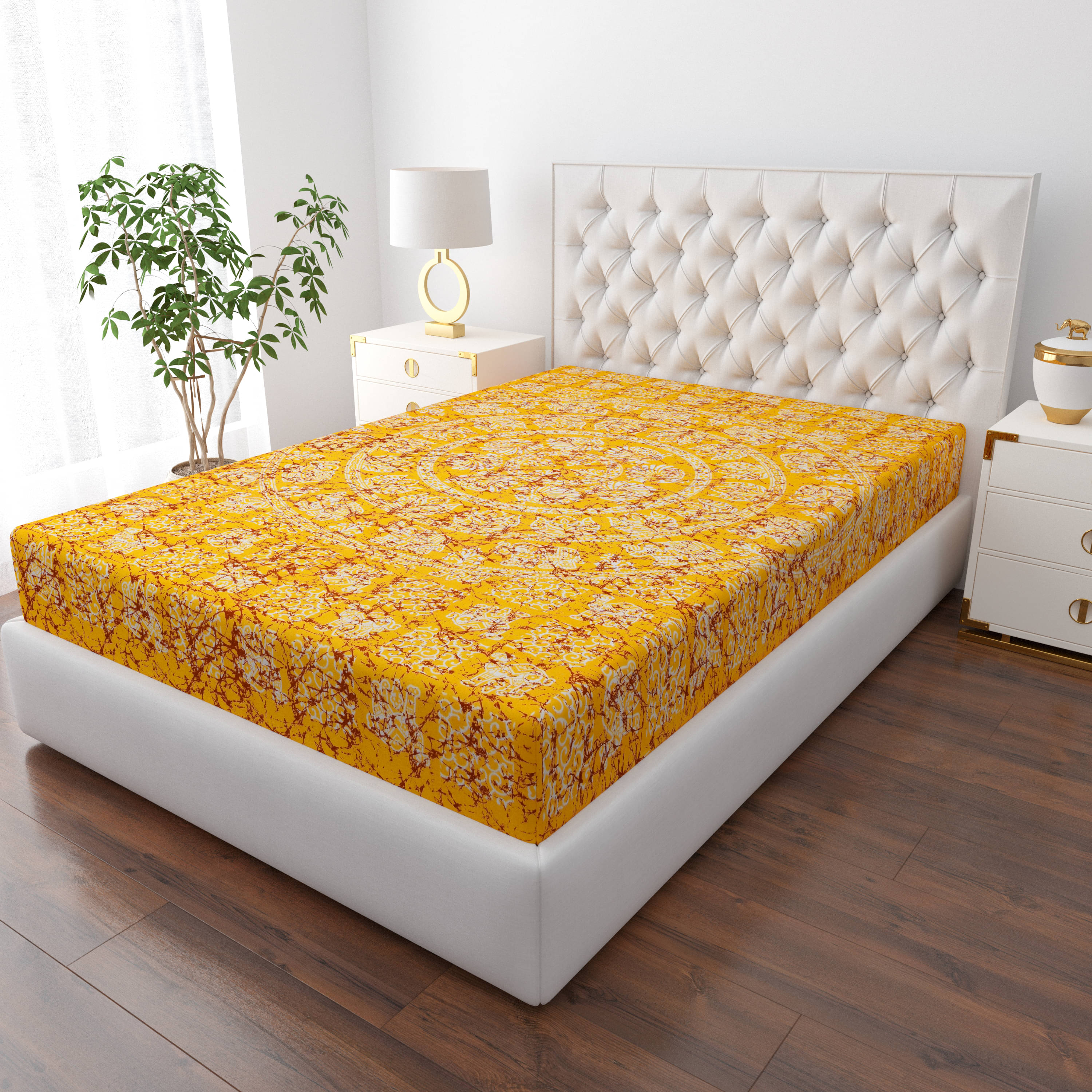     			COZYKO Cotton 1 Single Bedsheet without Pillow cover ( Yellow )