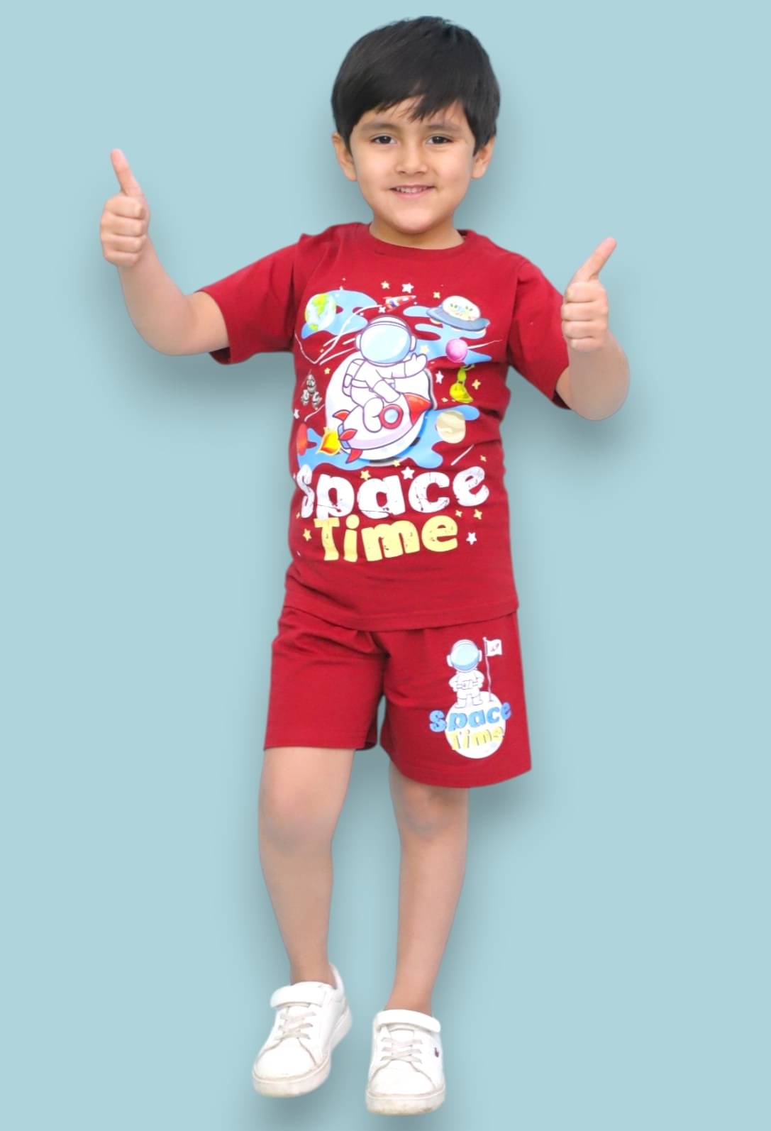     			Chandrika Pack of 1 Boys Cotton Blend T-Shirt & Shorts Set ( Maroon )