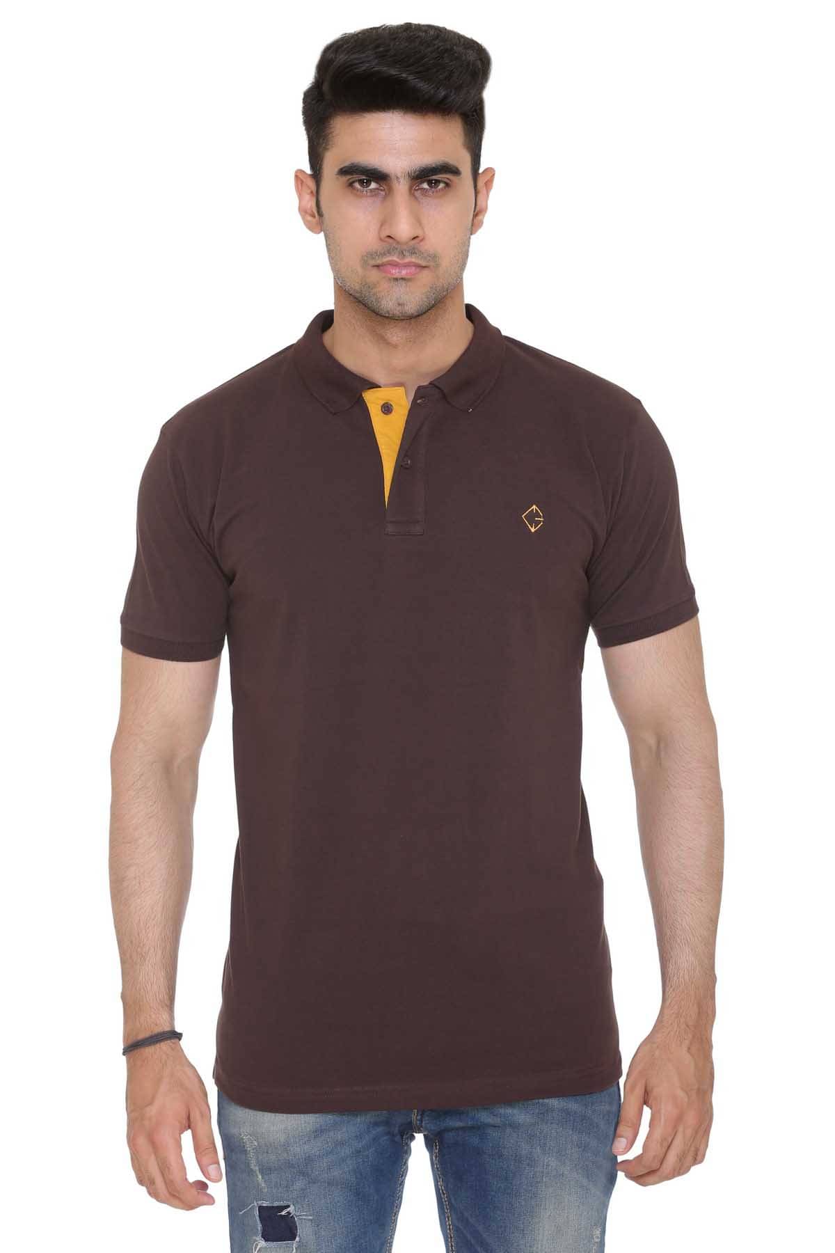 Colors And Blends Pack of 1 Cotton Blend Regular Fit Solid Half Sleeves Men's Polo T Shirt ( Coffee ) Colors And Blends Pack of 1 Cotton Blend Regular Fit Solid Half Sleeves Men's Polo T Shirt ( Coffee )