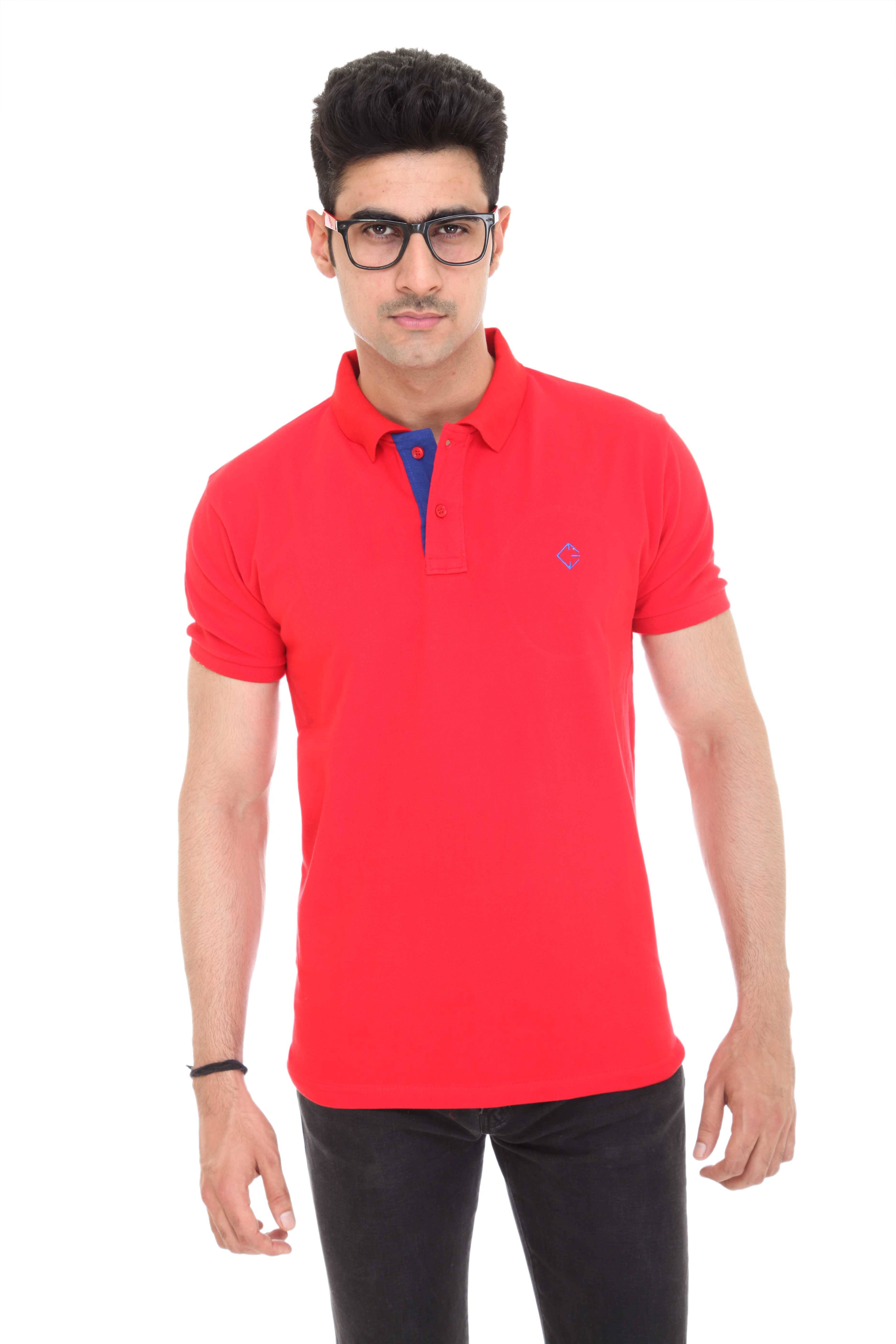 Colors And Blends Pack of 1 Cotton Blend Regular Fit Solid Half Sleeves Men's Polo T Shirt ( Red )     			Colors And Blends Pack of 1 Cotton Blend Regular Fit Solid Half Sleeves Men's Polo T Shirt ( Red )