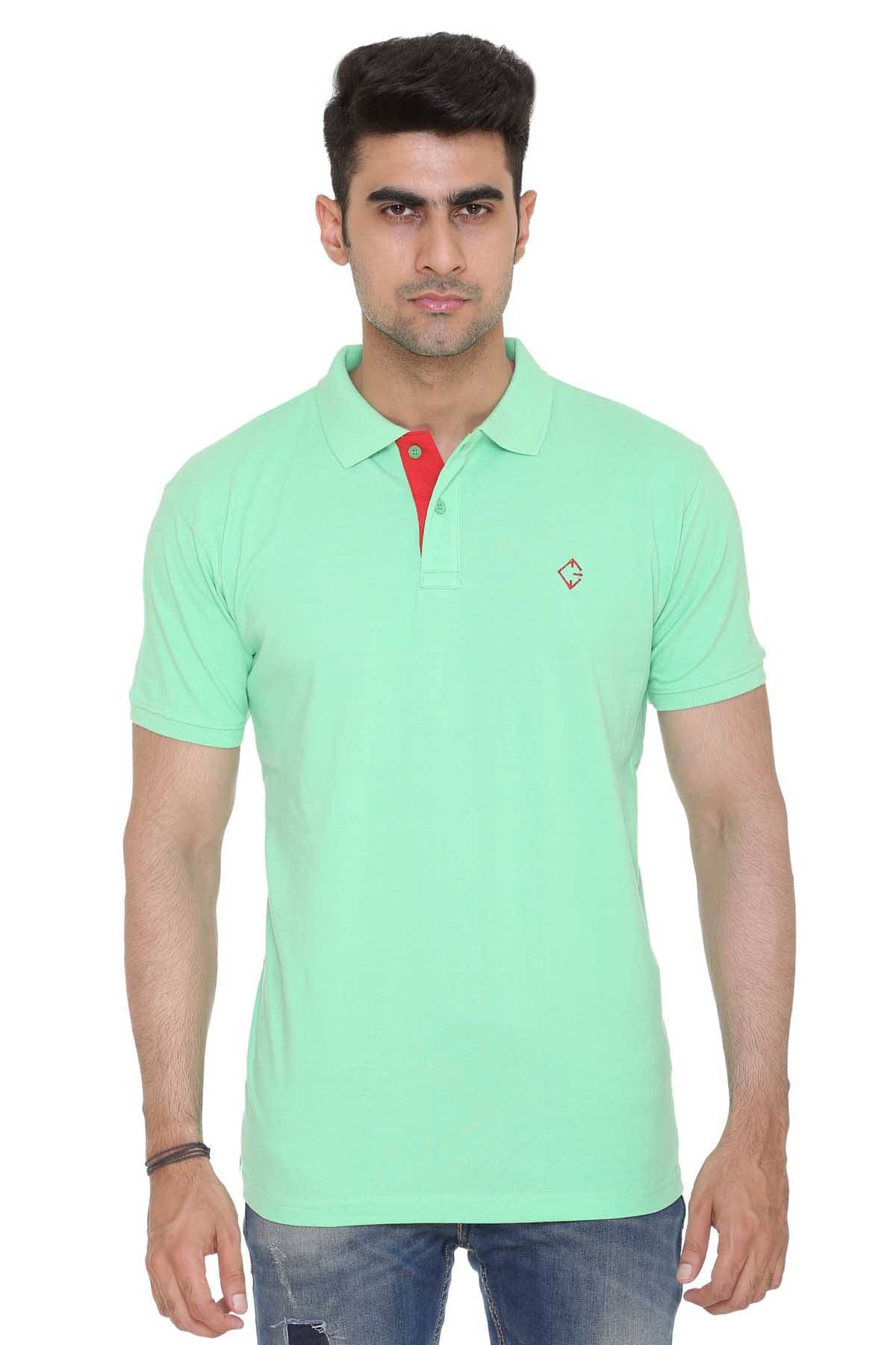     			Colors And Blends Pack of 1 Cotton Blend Regular Fit Solid Half Sleeves Men's Polo T Shirt ( Green )
