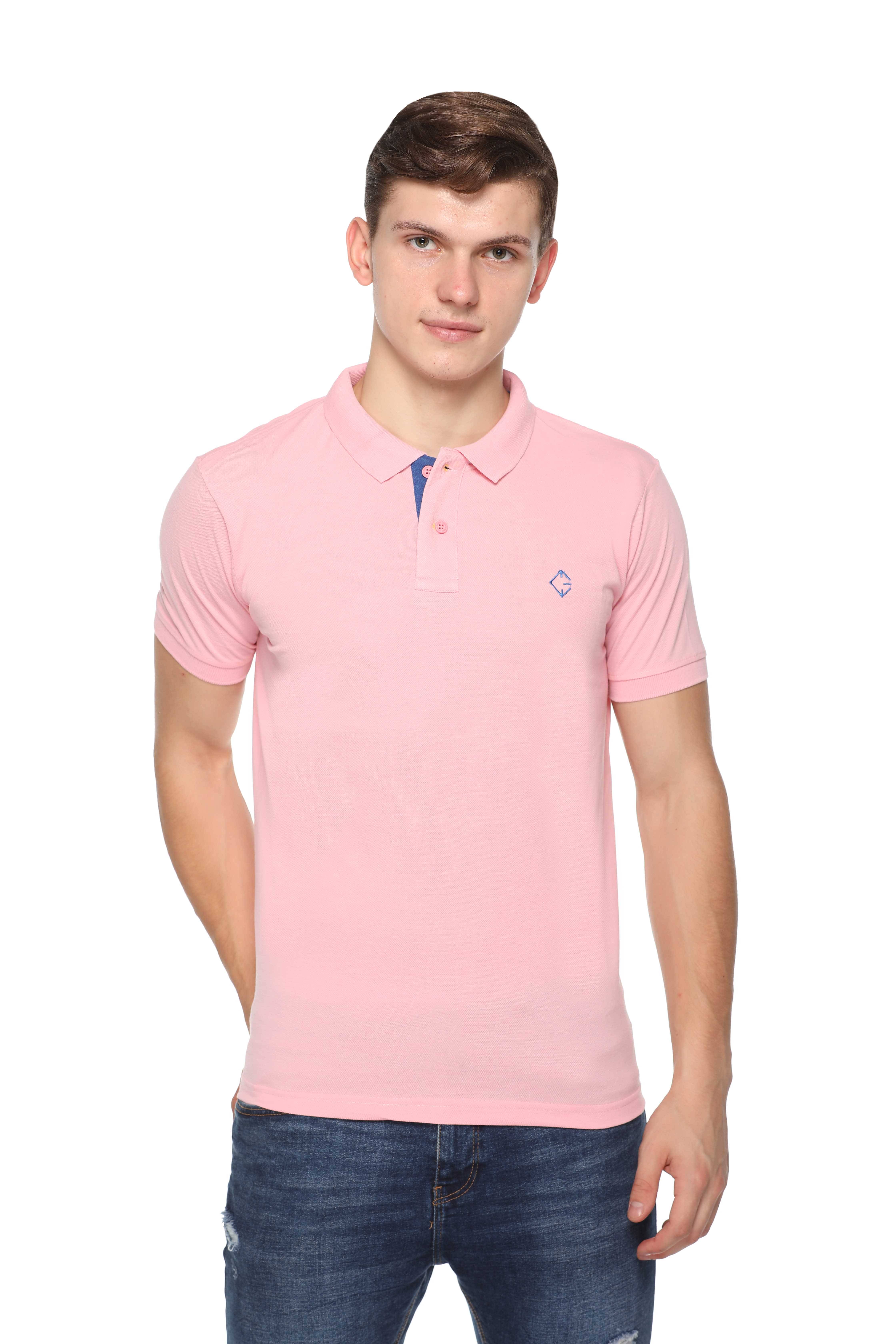 Colors And Blends Pack of 1 Cotton Blend Regular Fit Solid Half Sleeves Men's Polo T Shirt ( Pink )     			Colors And Blends Pack of 1 Cotton Blend Regular Fit Solid Half Sleeves Men's Polo T Shirt ( Pink )