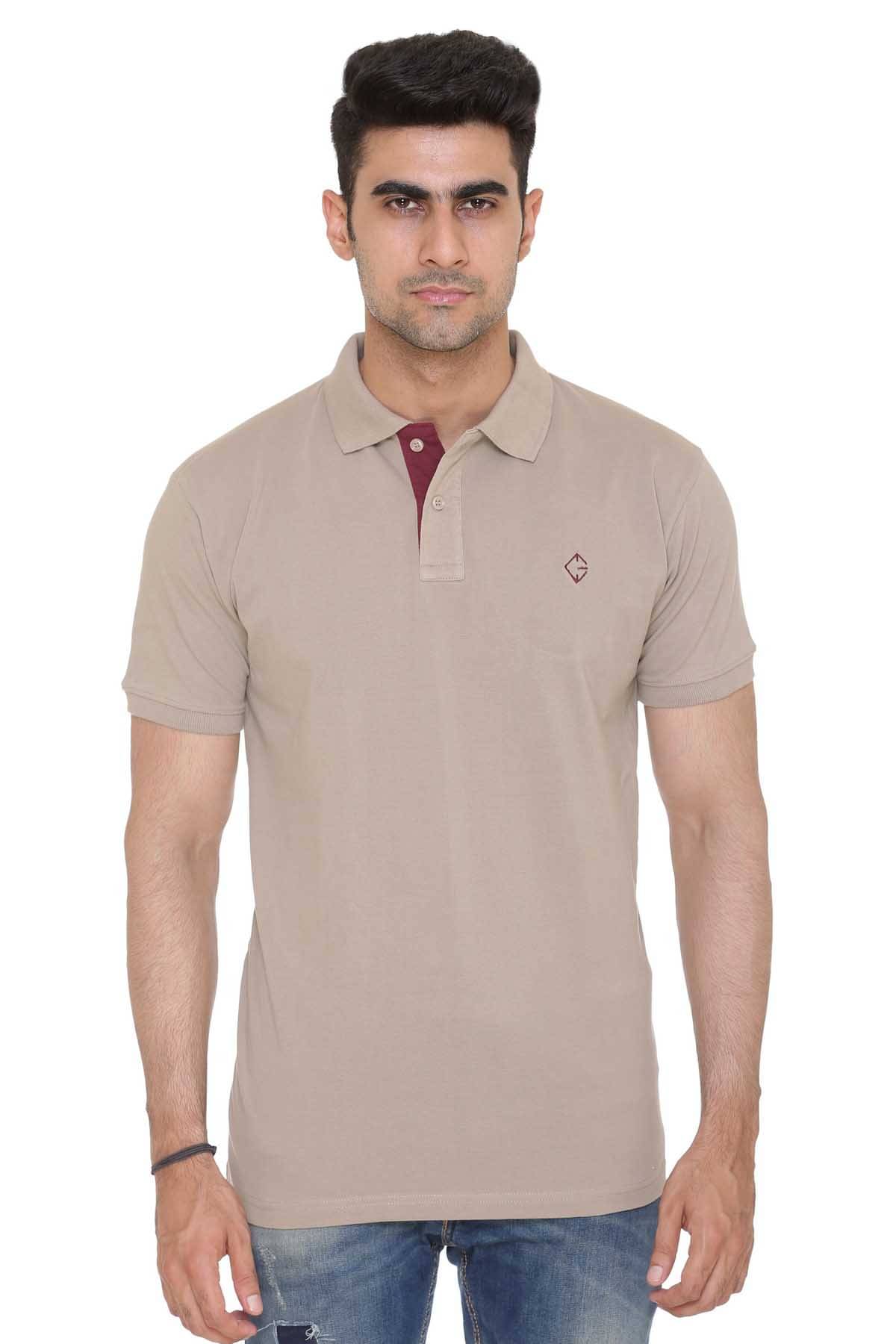     			Colors And Blends Pack of 1 Cotton Blend Regular Fit Solid Half Sleeves Men's Polo T Shirt ( Beige )