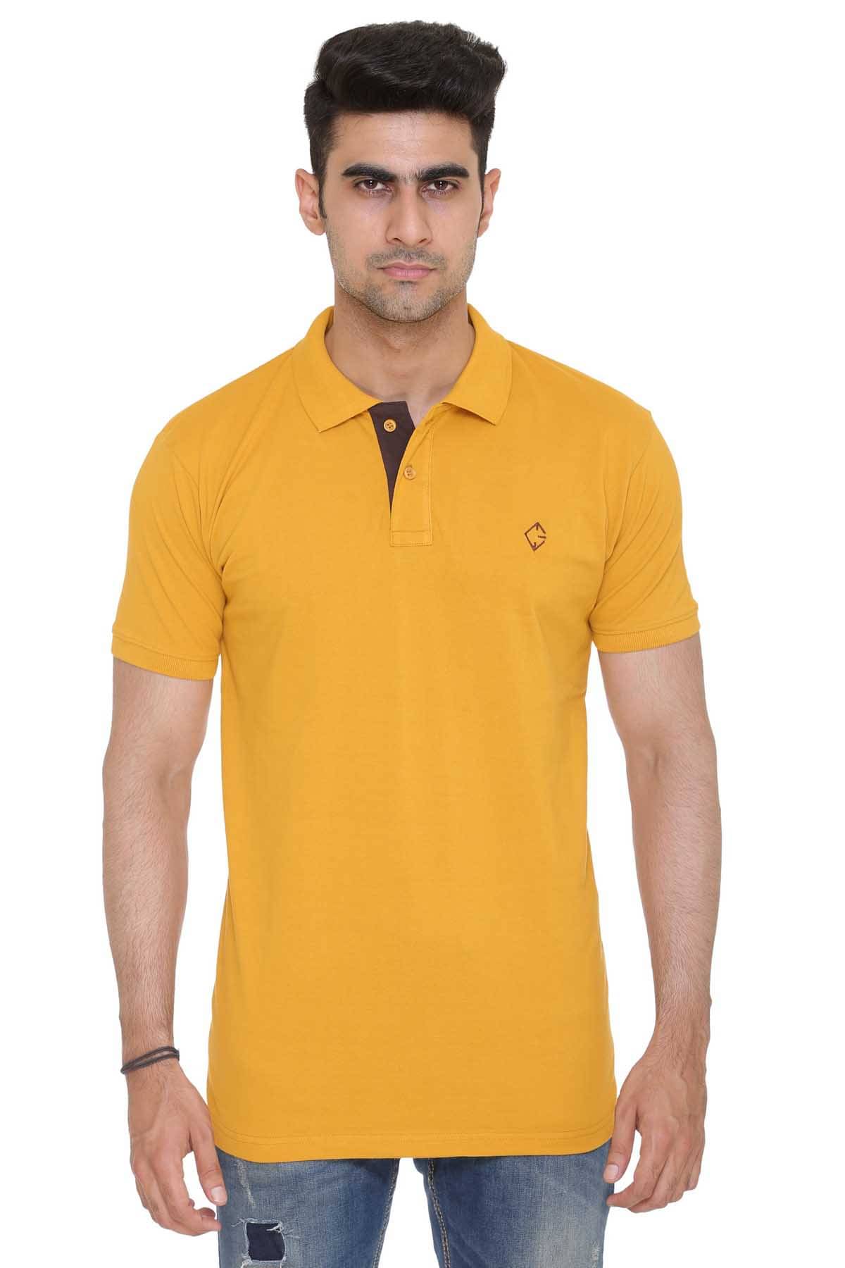     			Colors And Blends Pack of 1 Cotton Blend Regular Fit Solid Half Sleeves Men's Polo T Shirt ( Mustard )