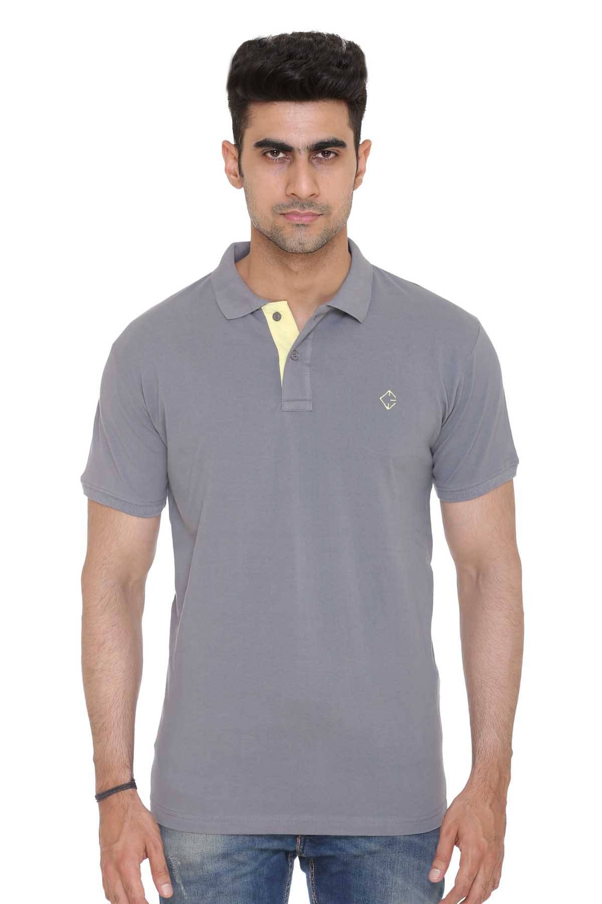     			Colors And Blends Pack of 1 Cotton Blend Regular Fit Solid Half Sleeves Men's Polo T Shirt ( Grey )