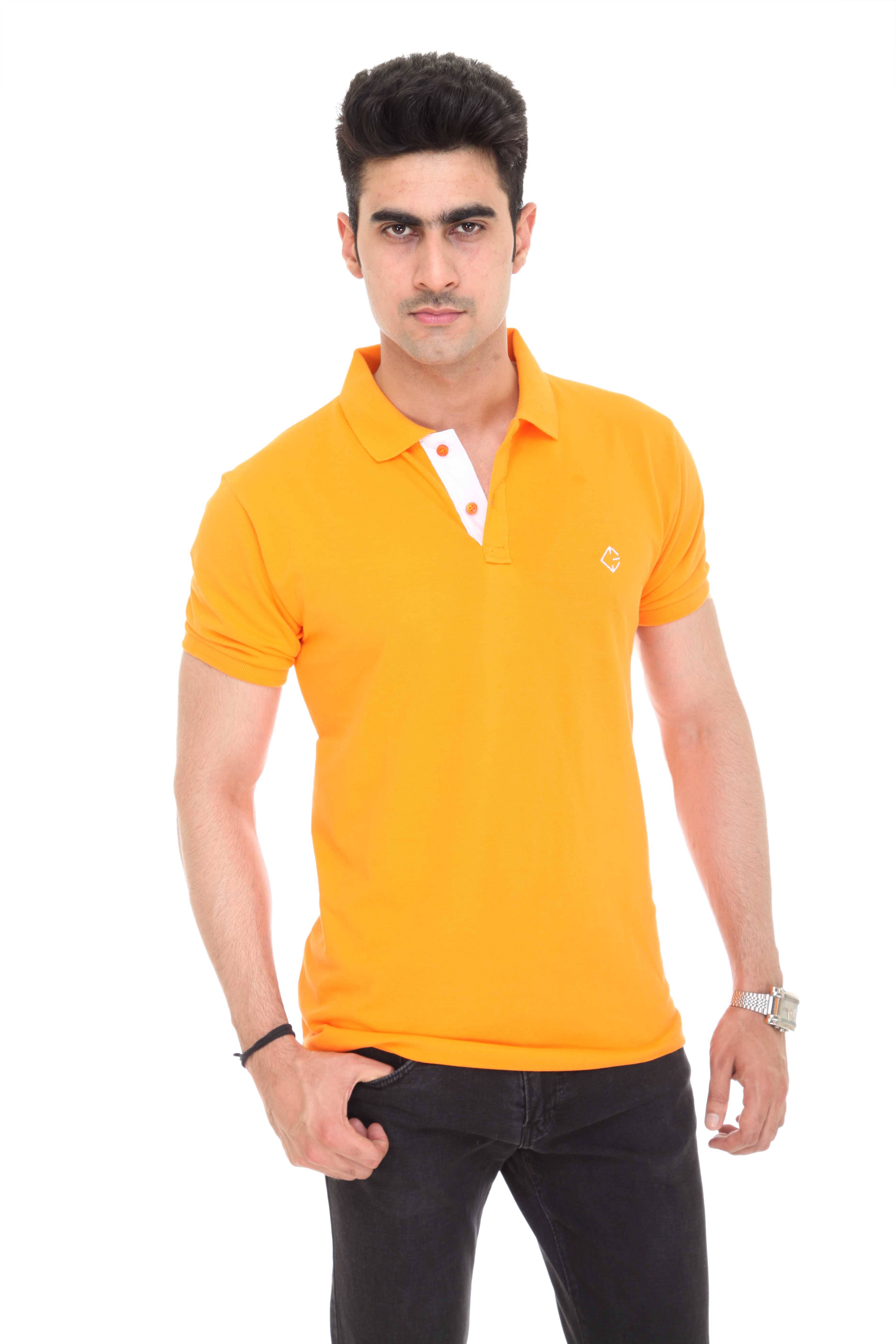     			Colors And Blends Pack of 1 Cotton Blend Regular Fit Solid Half Sleeves Men's Polo T Shirt ( Orange )
