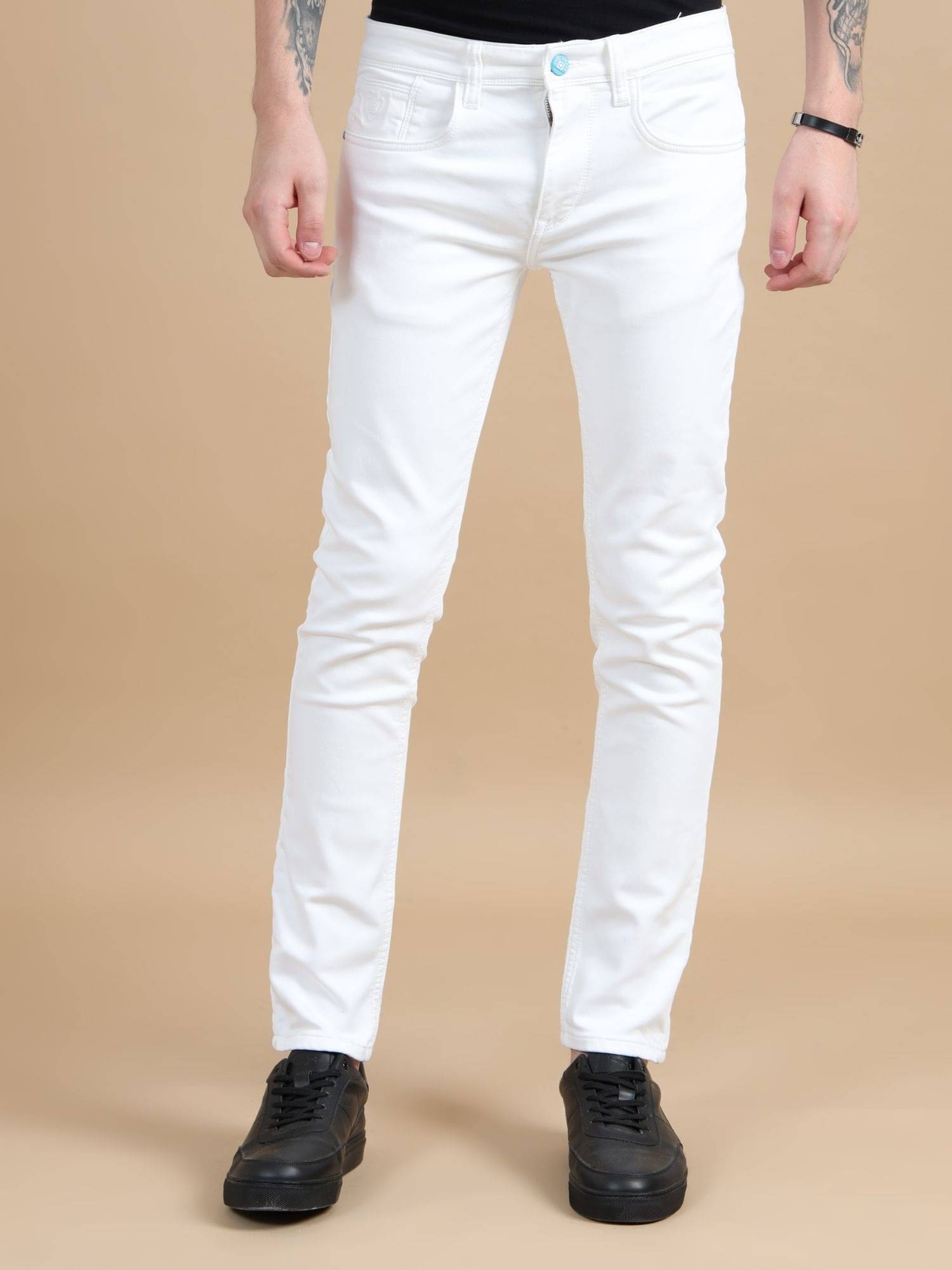     			Coolcolors Slim Fit Clean Look Men's Jeans - White ( Pack of 1 )