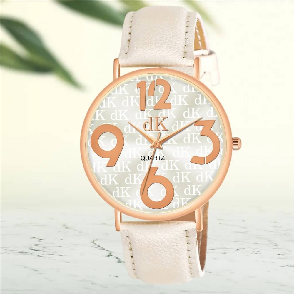     			DECLASSE White Leather Analog Men's Watch