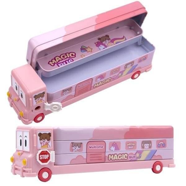     			Eclet Magic Bus geometry box Unicorn Bus Box Art Plastic Pencil Box  (Set of 1, Multicolor)