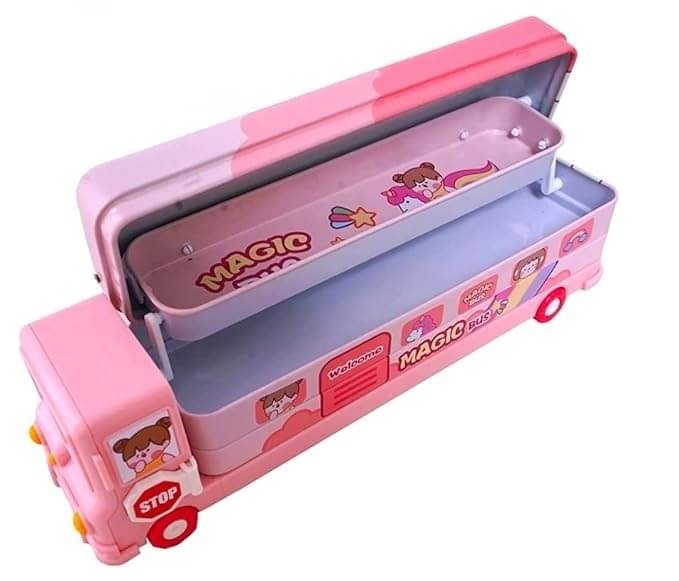     			Eclet Magic geometry Unicorn Bus Box Art Plastic Pencil Box  (Set of 1, Multicolor)