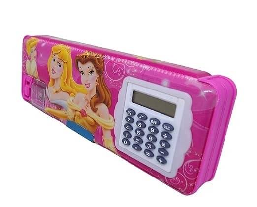     			Eclet Multipurpose Magnetic Pencil Box with Calculator & Dual Sharpener for Girls & Boys for School | Big Size Cartoon Printed Pencil Case for Kids Geometry Box  (Pink )Set of 1