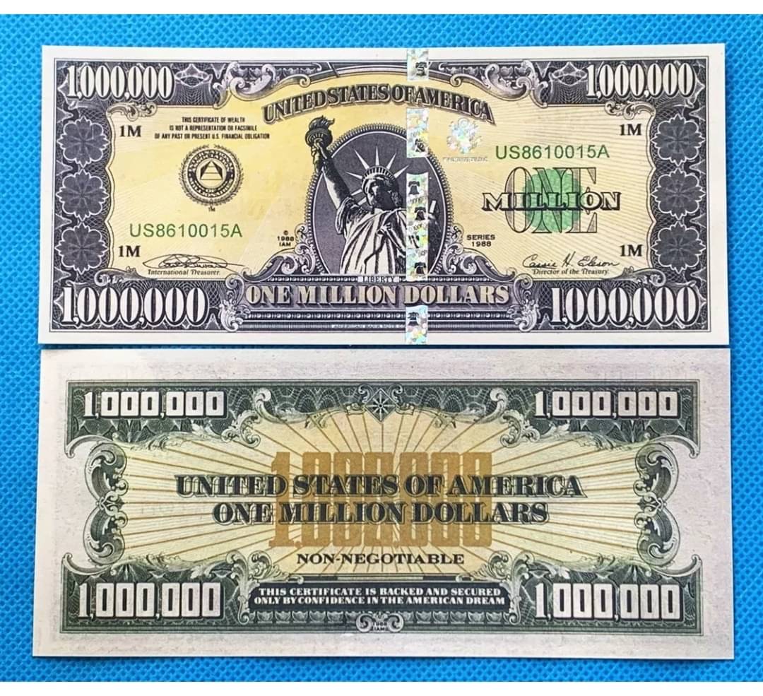     			Extremely Rare The Statue of Liberty USA One Million Dollars Bill in Top Grade Gem UNC
