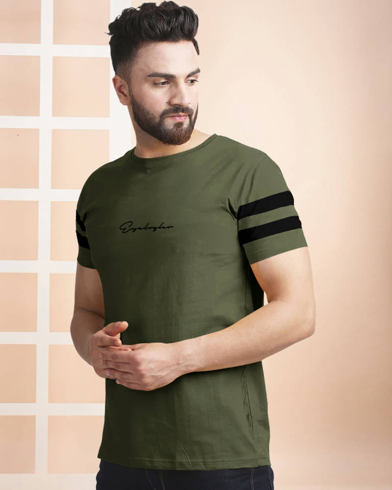     			Eyebogler Cotton Blend Regular Fit Printed Half Sleeves Men's Round T-Shirt - Green ( Pack of 1 )
