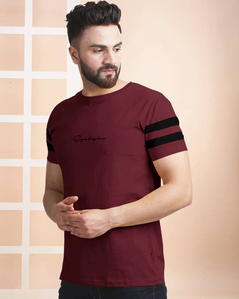 Eyebogler Cotton Blend Regular Fit Printed Half Sleeves Men's Round T-Shirt - Maroon ( Pack of 1 ) Eyebogler Cotton Blend Regular Fit Printed Half Sleeves Men's Round T-Shirt - Maroon ( Pack of 1 )