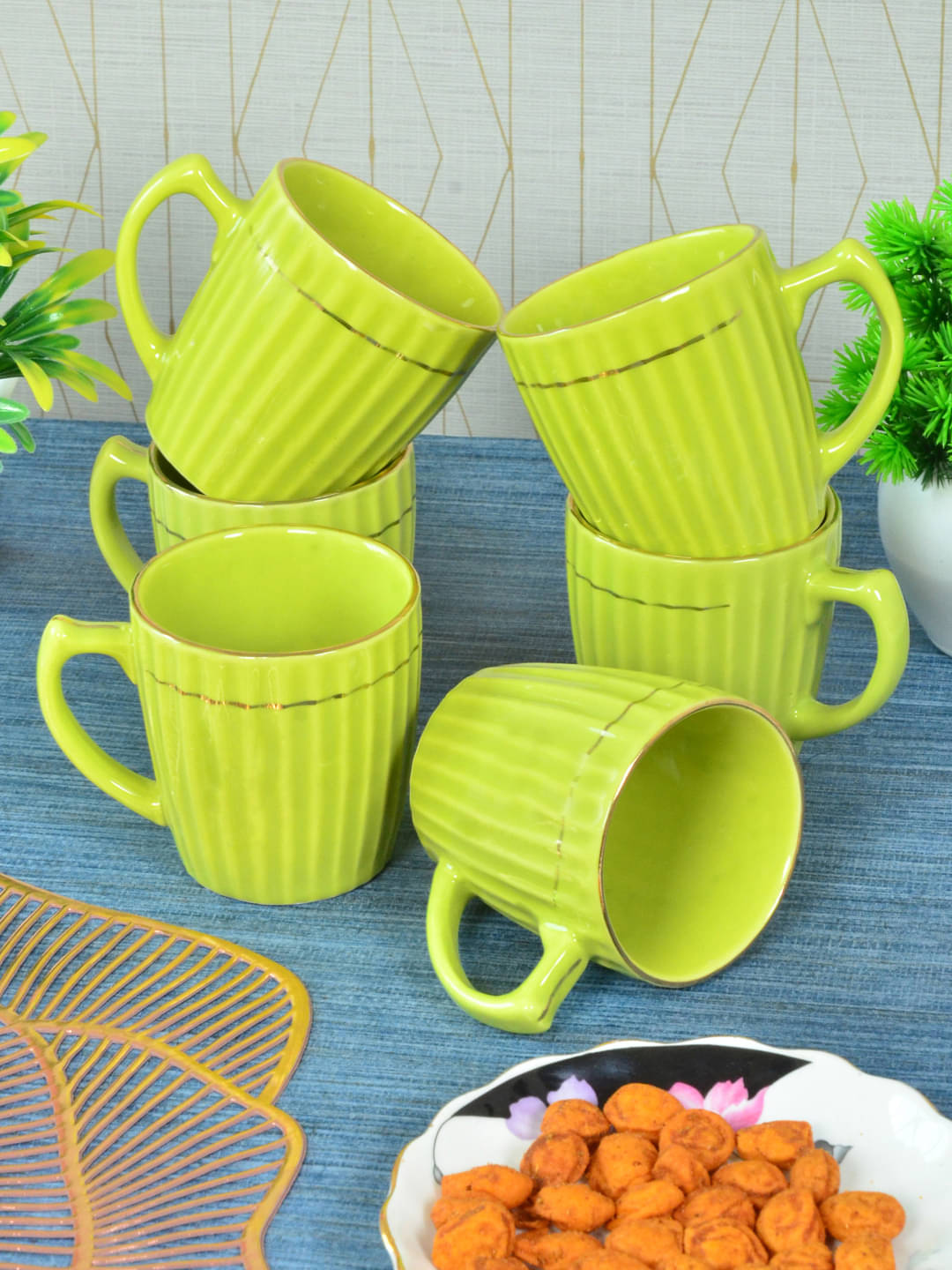     			FABINALIV FLCUP-1087 Geometric Ceramic Tea Cup 160 ml ( Pack of 6 )