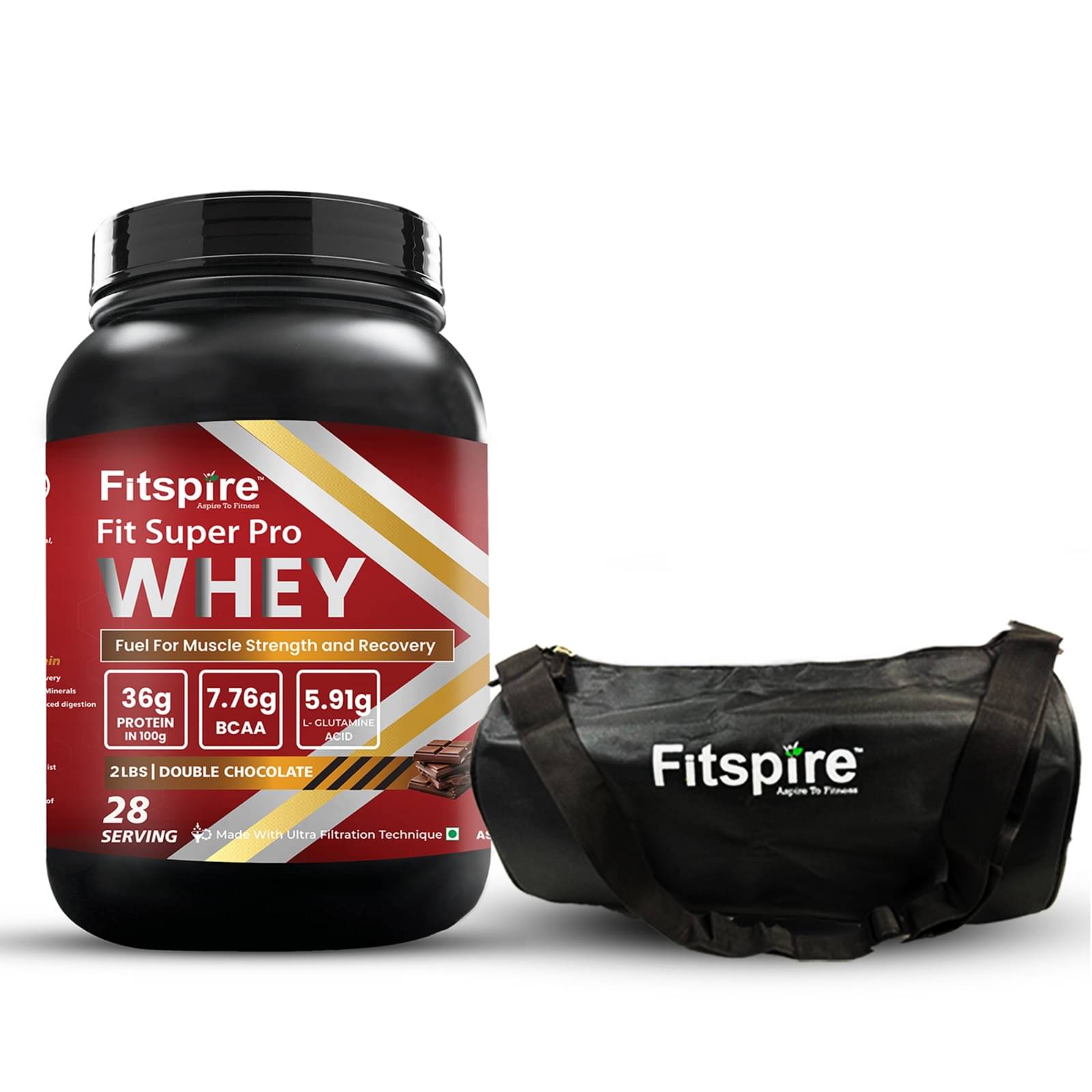 Fitspire Double Chocolate 2lbs with bag Whey Protein Powder ( 2 lb , Double Chocolate - Flavour ) Fitspire Double Chocolate 2lbs with bag Whey Protein Powder ( 2 lb , Double Chocolate - Flavour )