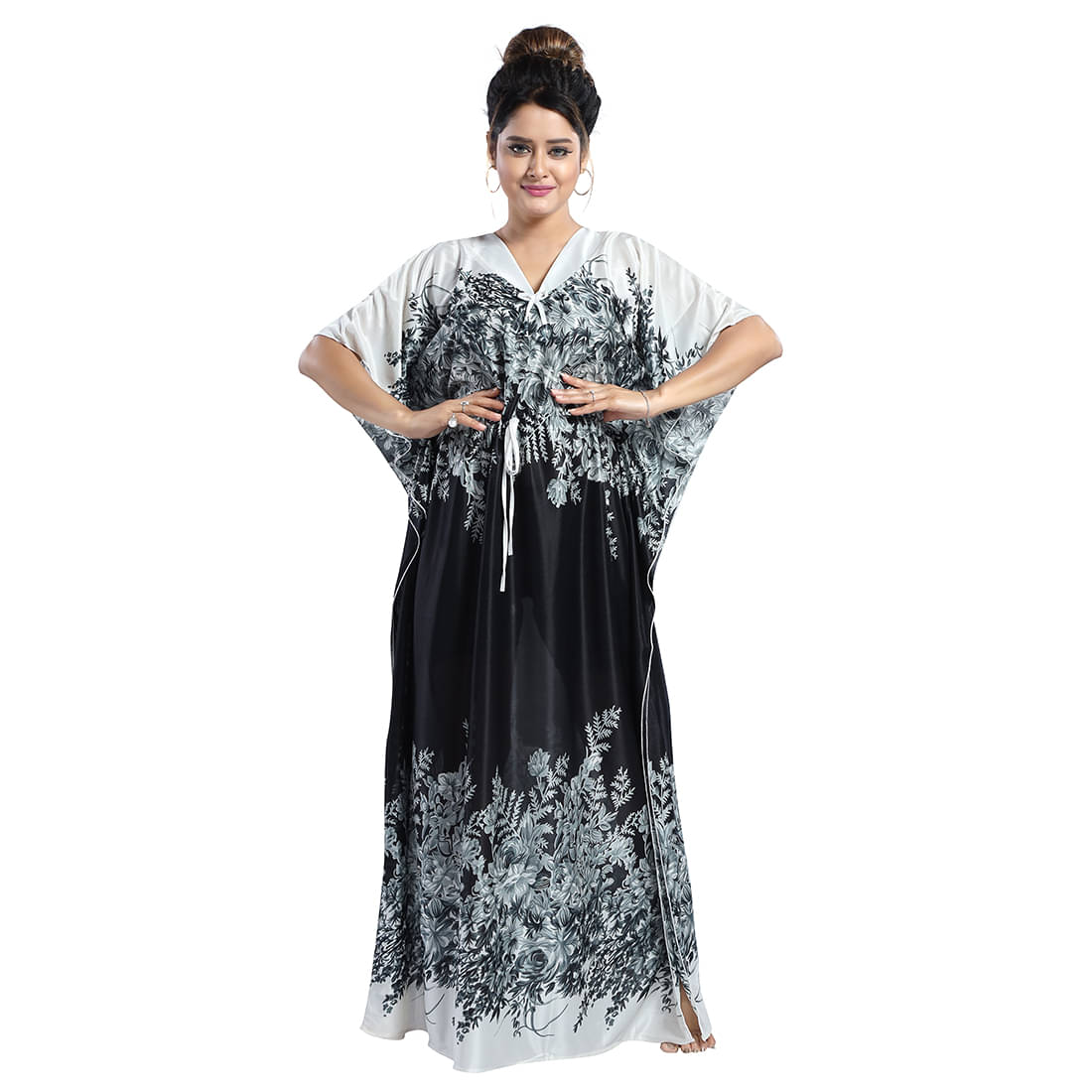     			Gutthi Black Satin Women's Nightwear Nighty & Night Gowns ( Pack of 1 )