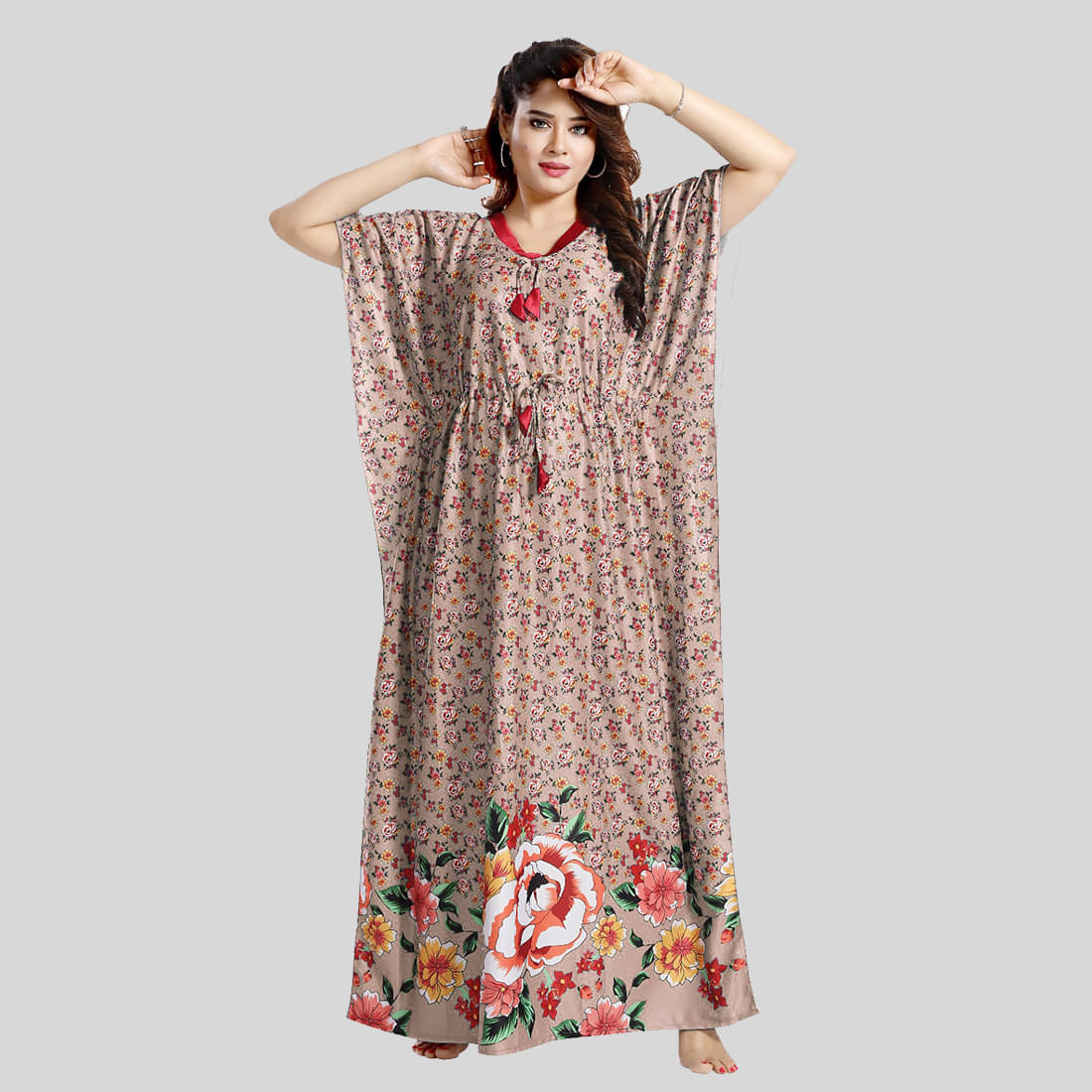     			Gutthi Brown Satin Women's Nightwear Nighty & Night Gowns ( Pack of 1 )