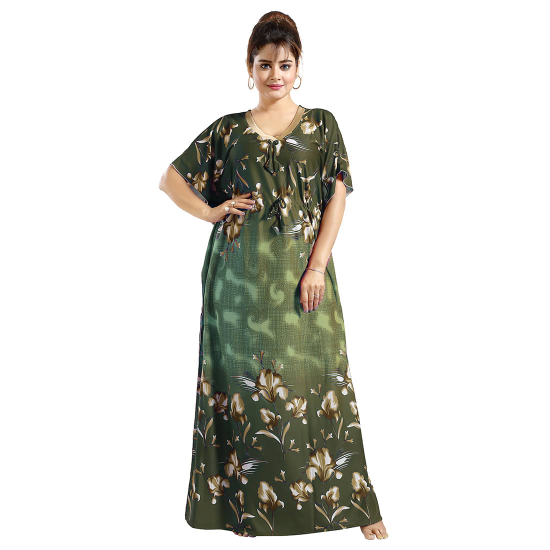     			Gutthi Green Satin Women's Nightwear Nighty & Night Gowns ( Pack of 1 )
