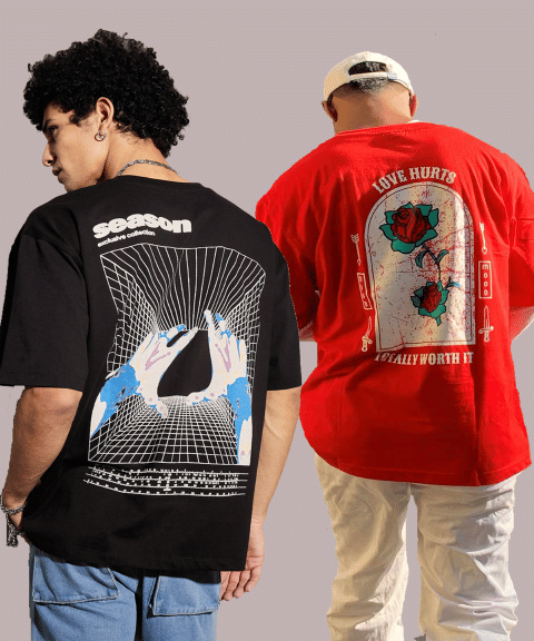     			HELL BOUND 100% Cotton Oversized Fit Printed Half Sleeves Men's Round T-Shirt - Multicolor2 ( Pack of 1 )