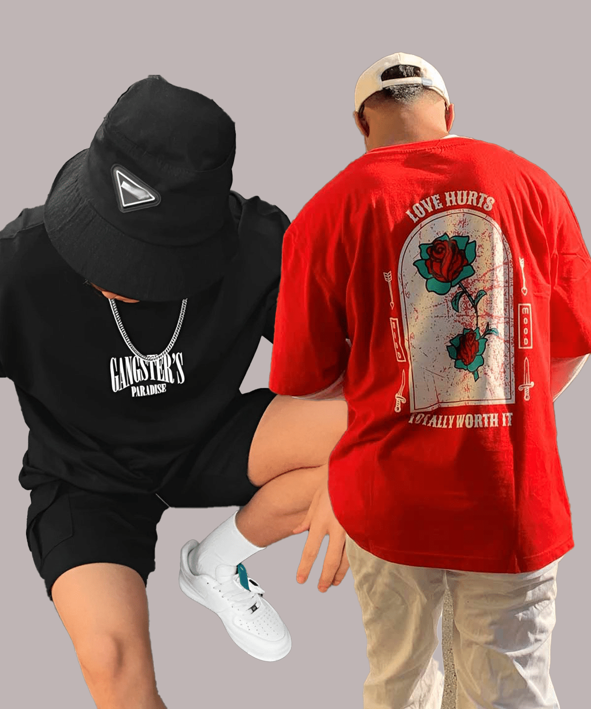     			HELL BOUND Cotton Blend Oversized Fit Printed Half Sleeves Men's Round T-Shirt - Multicolor2 ( Pack of 2 )