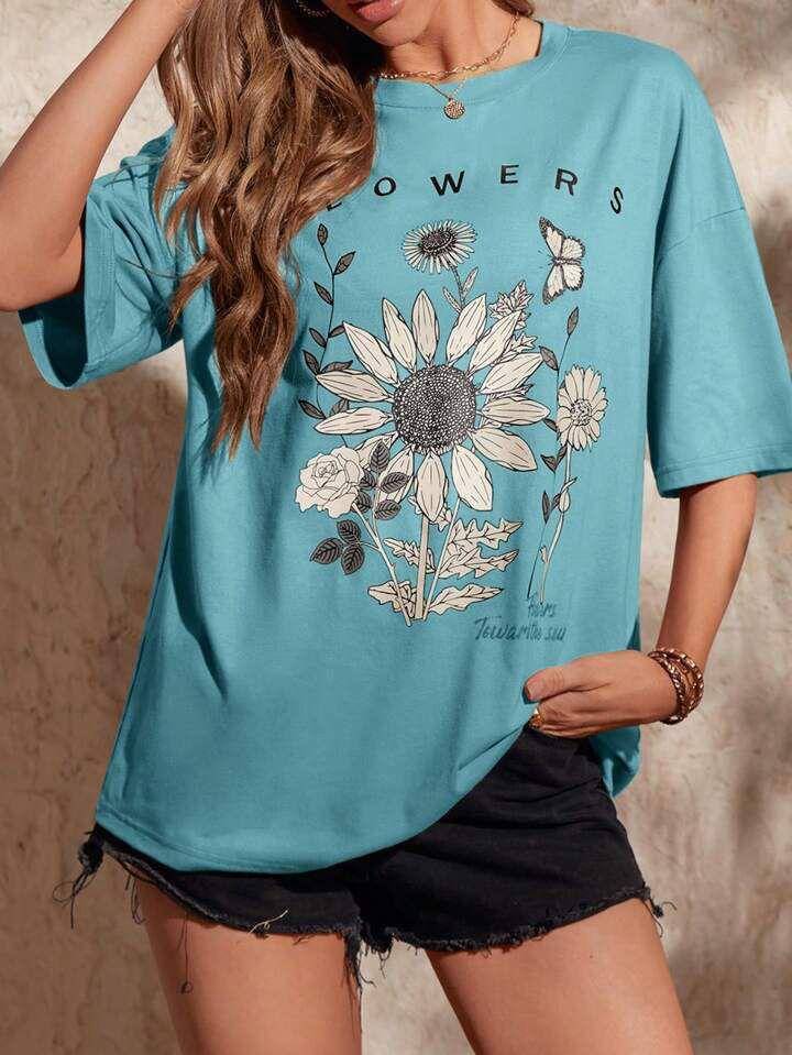 HELL BOUND Women Poly Cotton Printed Oversized Fit Round Neck T-Shirt ( Blue ) HELL BOUND Women Poly Cotton Printed Oversized Fit Round Neck T-Shirt ( Blue )