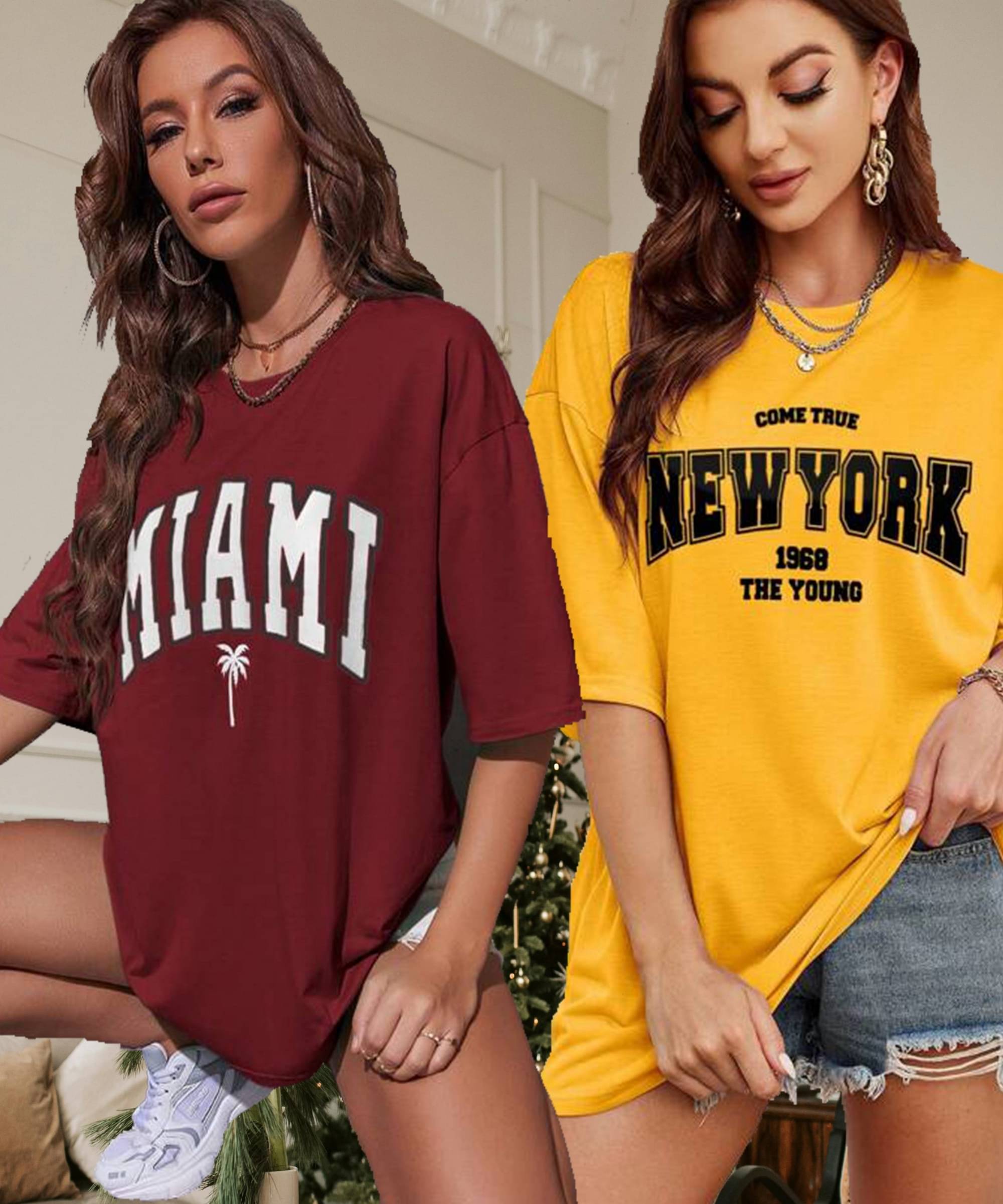     			HELL BOUND Women Poly Cotton Printed Oversized Fit Round Neck T-Shirt ( Multicolor )