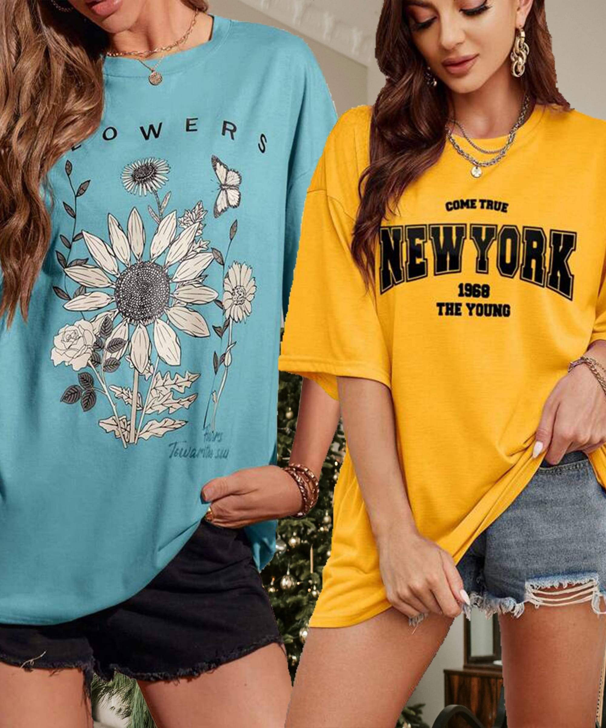 HELL BOUND Women Poly Cotton Printed Oversized Fit Round Neck T-Shirt ( Multicolor ) HELL BOUND Women Poly Cotton Printed Oversized Fit Round Neck T-Shirt ( Multicolor )