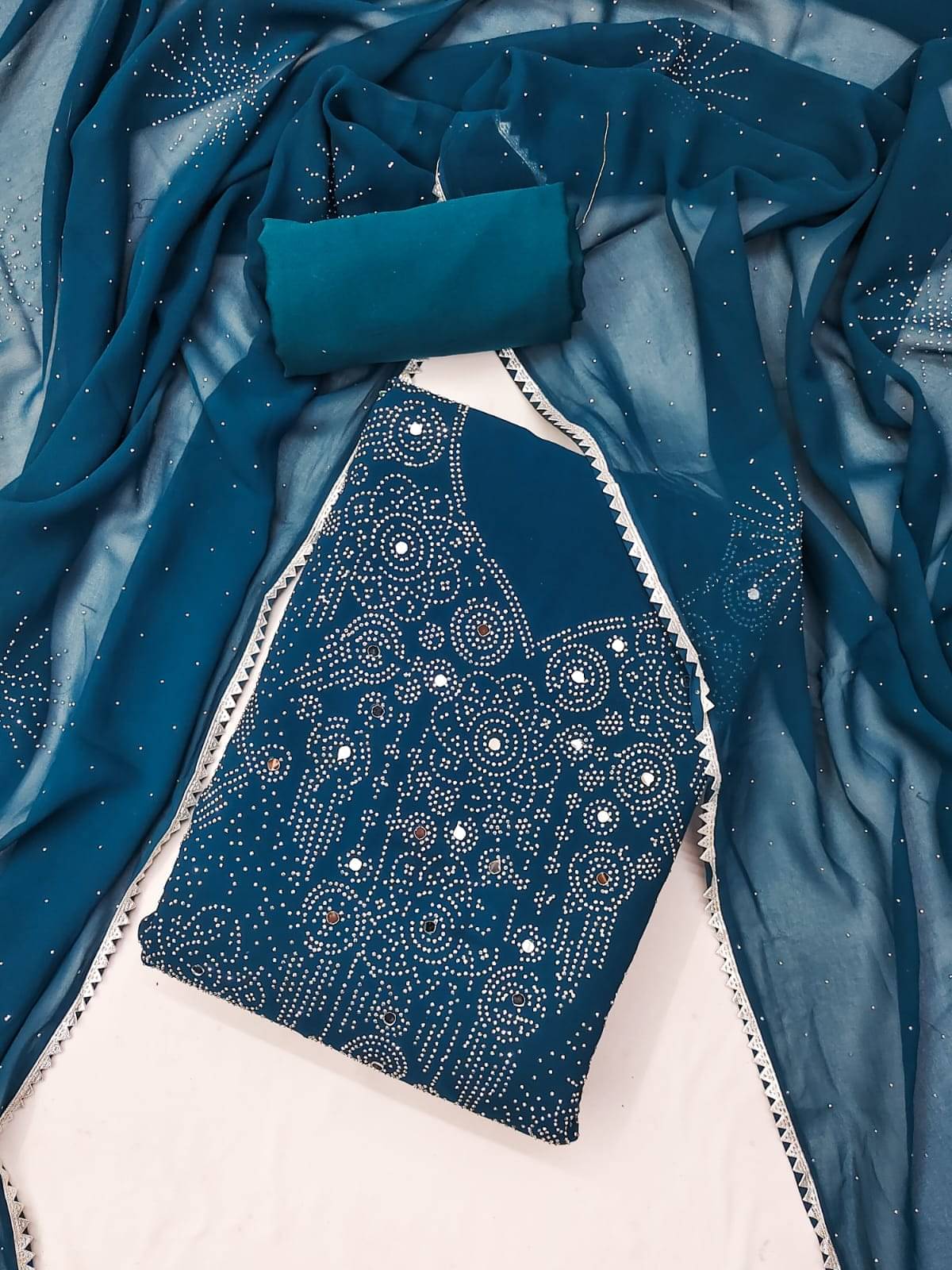     			HL SILKMILLS Unstitched Georgette Embellished Dress Material - Blue ( Pack of 1 )