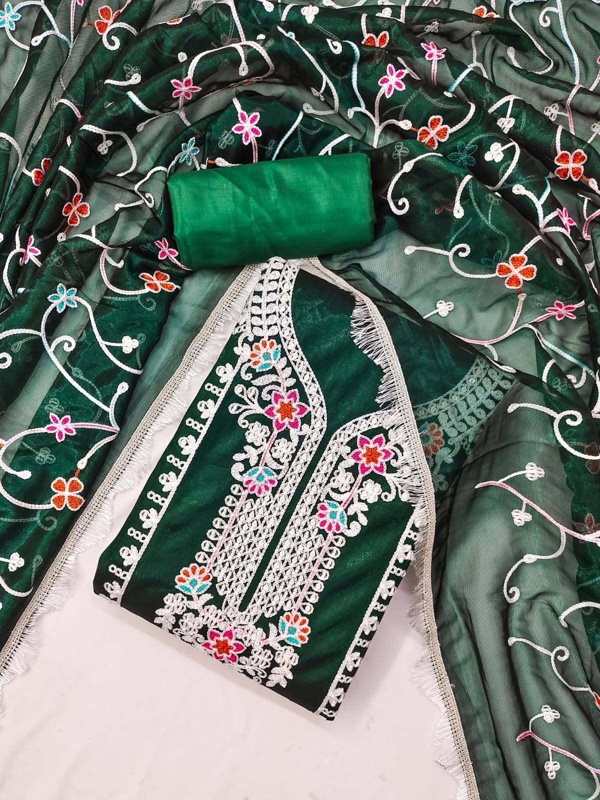 HL SILKMILLS Unstitched Net Embroidered Dress Material - Green ( Pack of 1 ) HL SILKMILLS Unstitched Net Embroidered Dress Material - Green ( Pack of 1 )