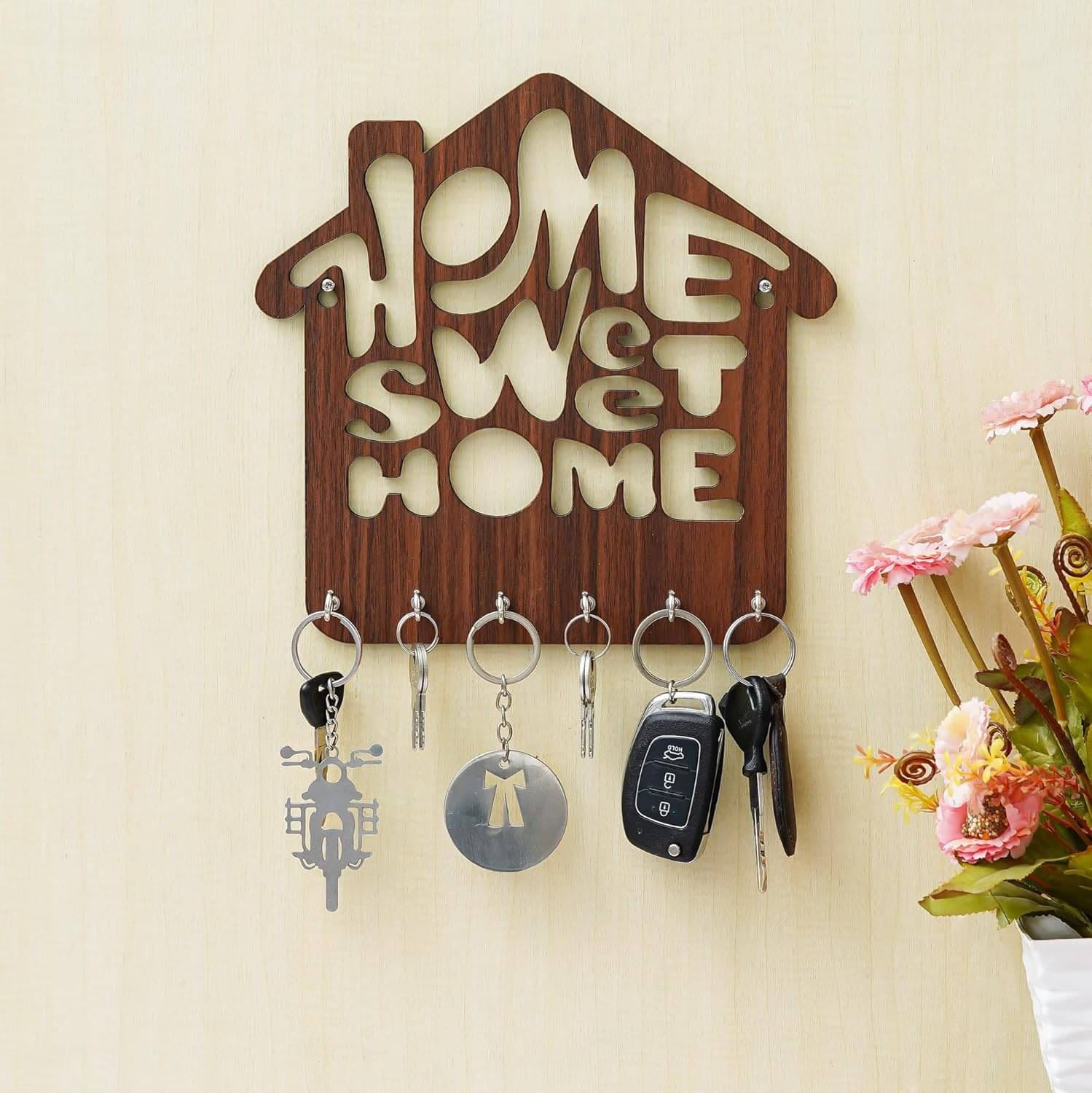     			JaipurCrafts Brown Wood Key Holder - Pack of 1