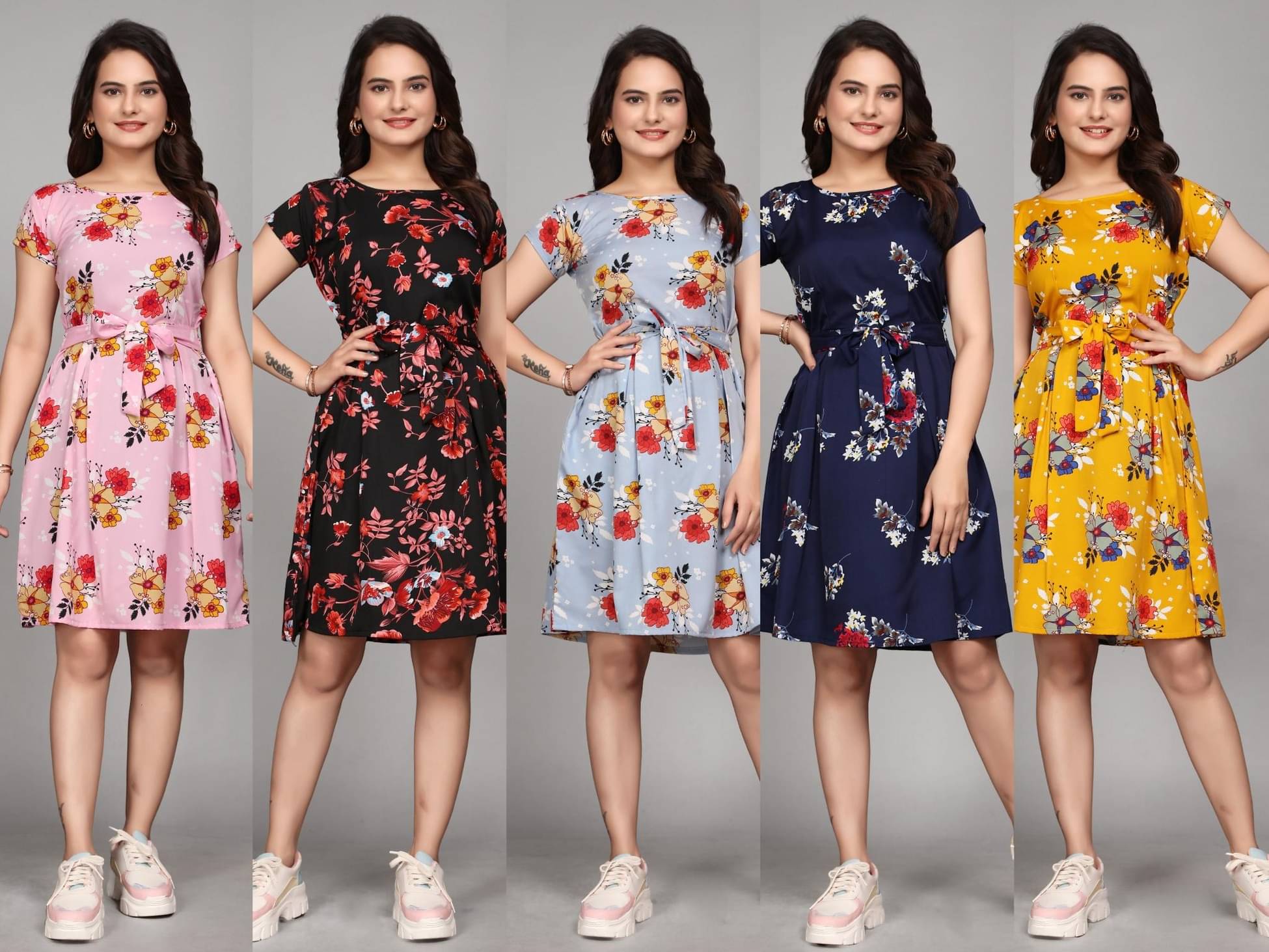 KALAVRITTA Women Crepe Printed Fit & Flare Dress ( Multicolor ) KALAVRITTA Women Crepe Printed Fit & Flare Dress ( Multicolor )