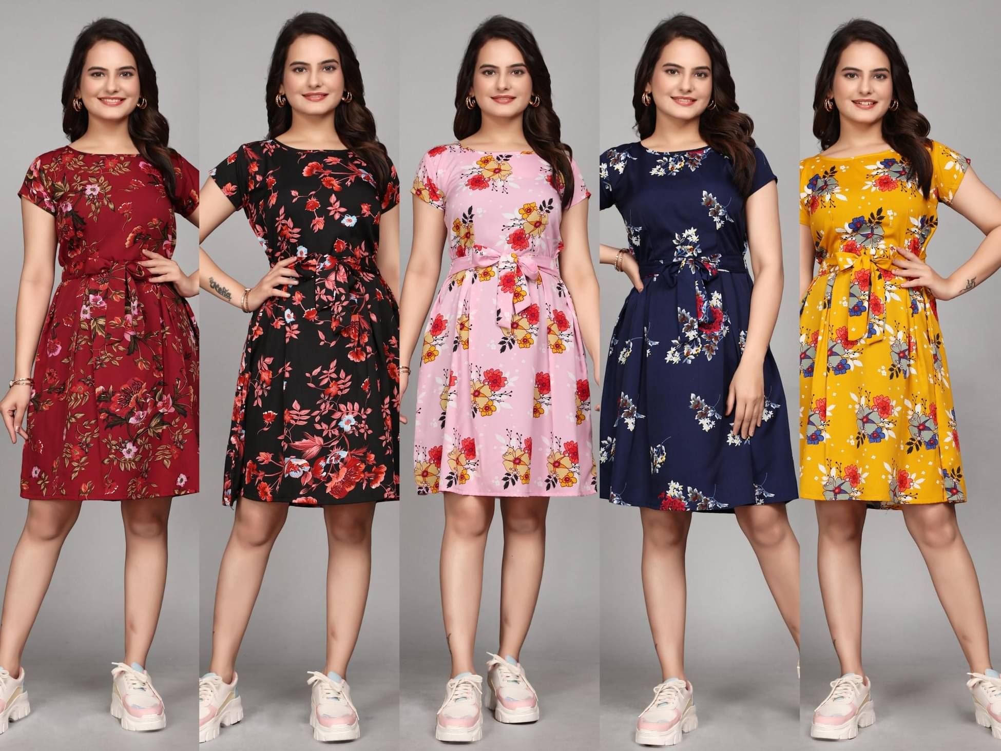     			KALAVRITTA Women Crepe Printed Fit & Flare Dress ( Multicolor )
