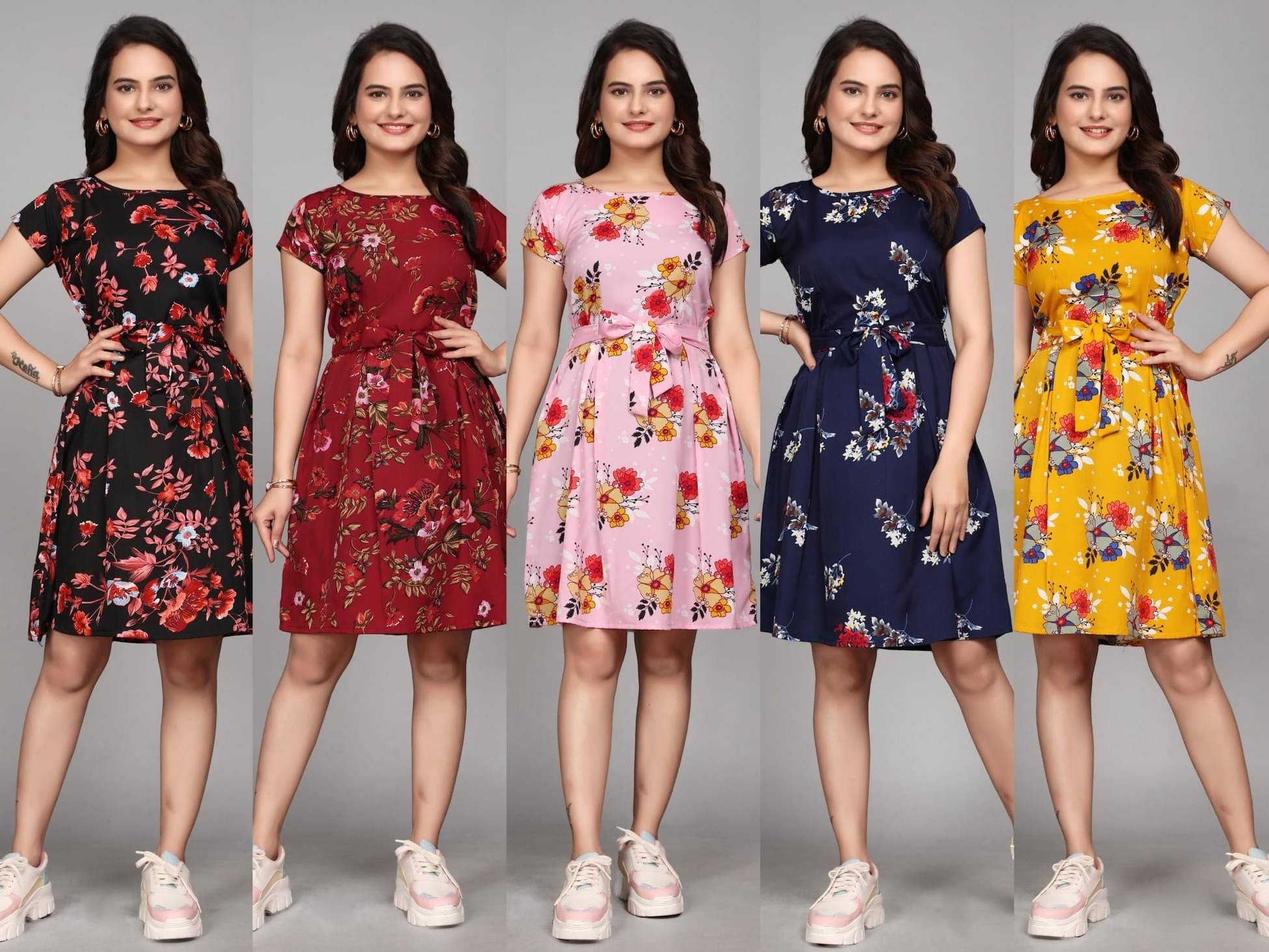 KALAVRITTA Women Crepe Printed Fit & Flare Dress ( Multicolor ) KALAVRITTA Women Crepe Printed Fit & Flare Dress ( Multicolor )