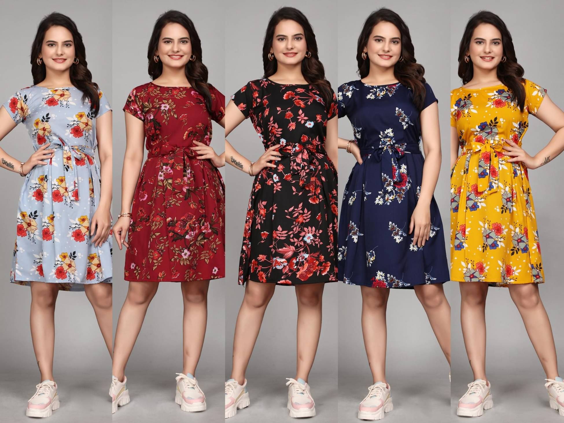 KALAVRITTA Women Crepe Printed Fit & Flare Dress ( Multicolor ) KALAVRITTA Women Crepe Printed Fit & Flare Dress ( Multicolor )