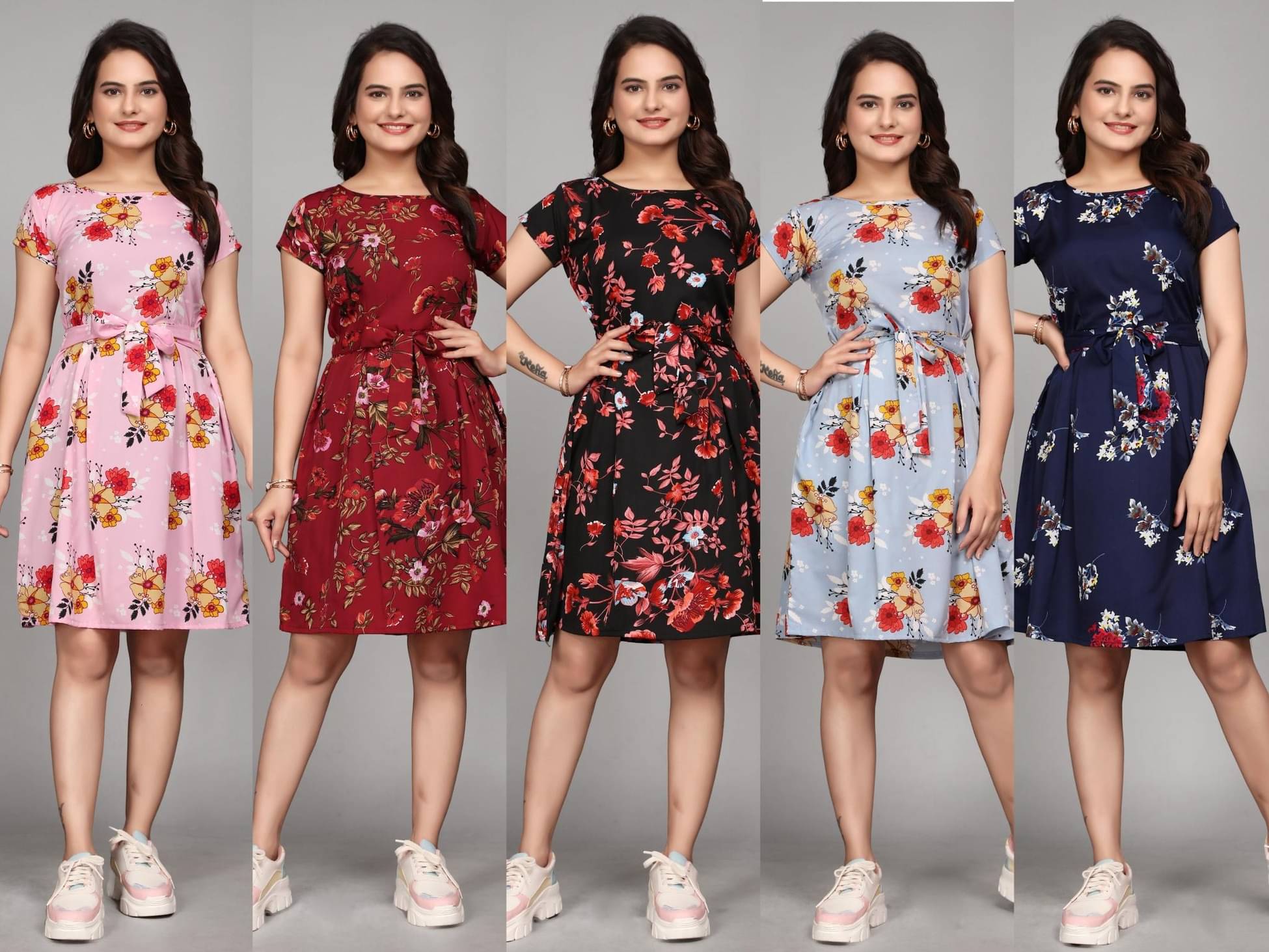 KALAVRITTA Women Crepe Printed Fit & Flare Dress ( Multicolor )     			KALAVRITTA Women Crepe Printed Fit & Flare Dress ( Multicolor )