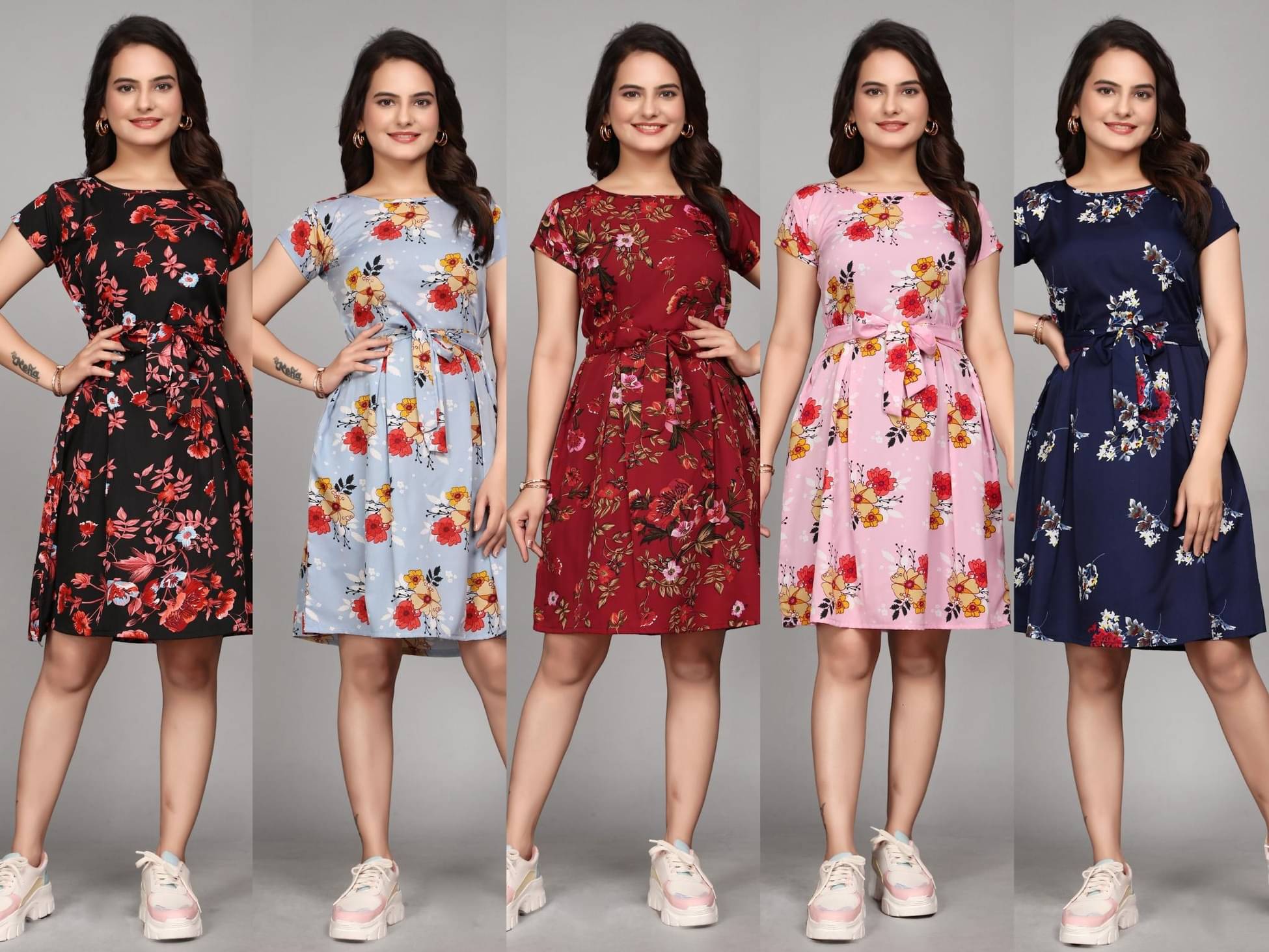     			KALAVRITTA Women Crepe Printed Fit & Flare Dress ( Multicolor )