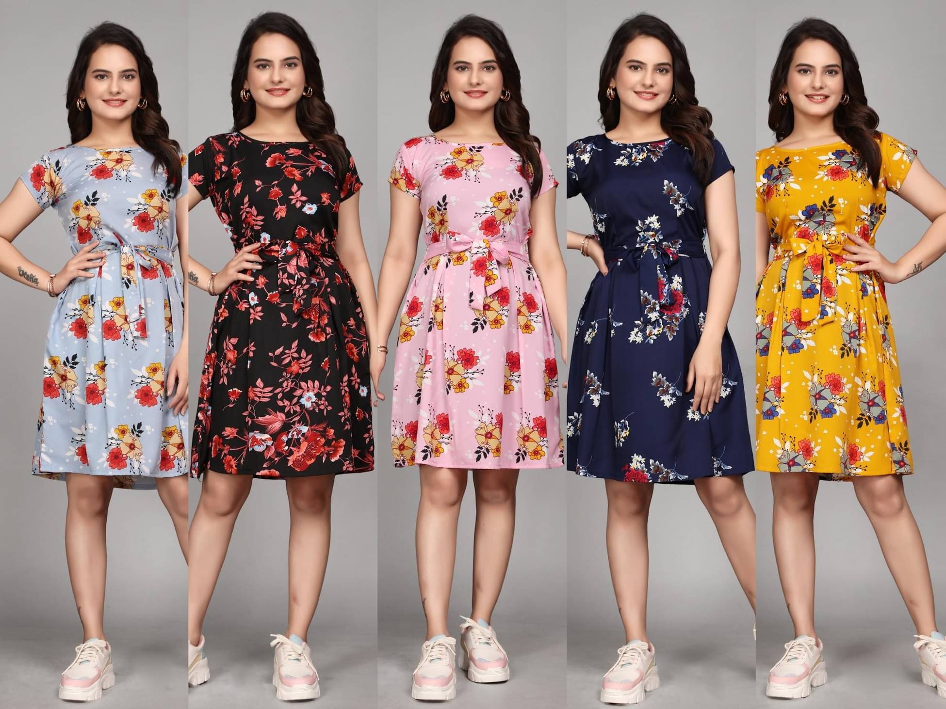     			KALAVRITTA Women Crepe Printed Fit & Flare Dress ( Multicolor )