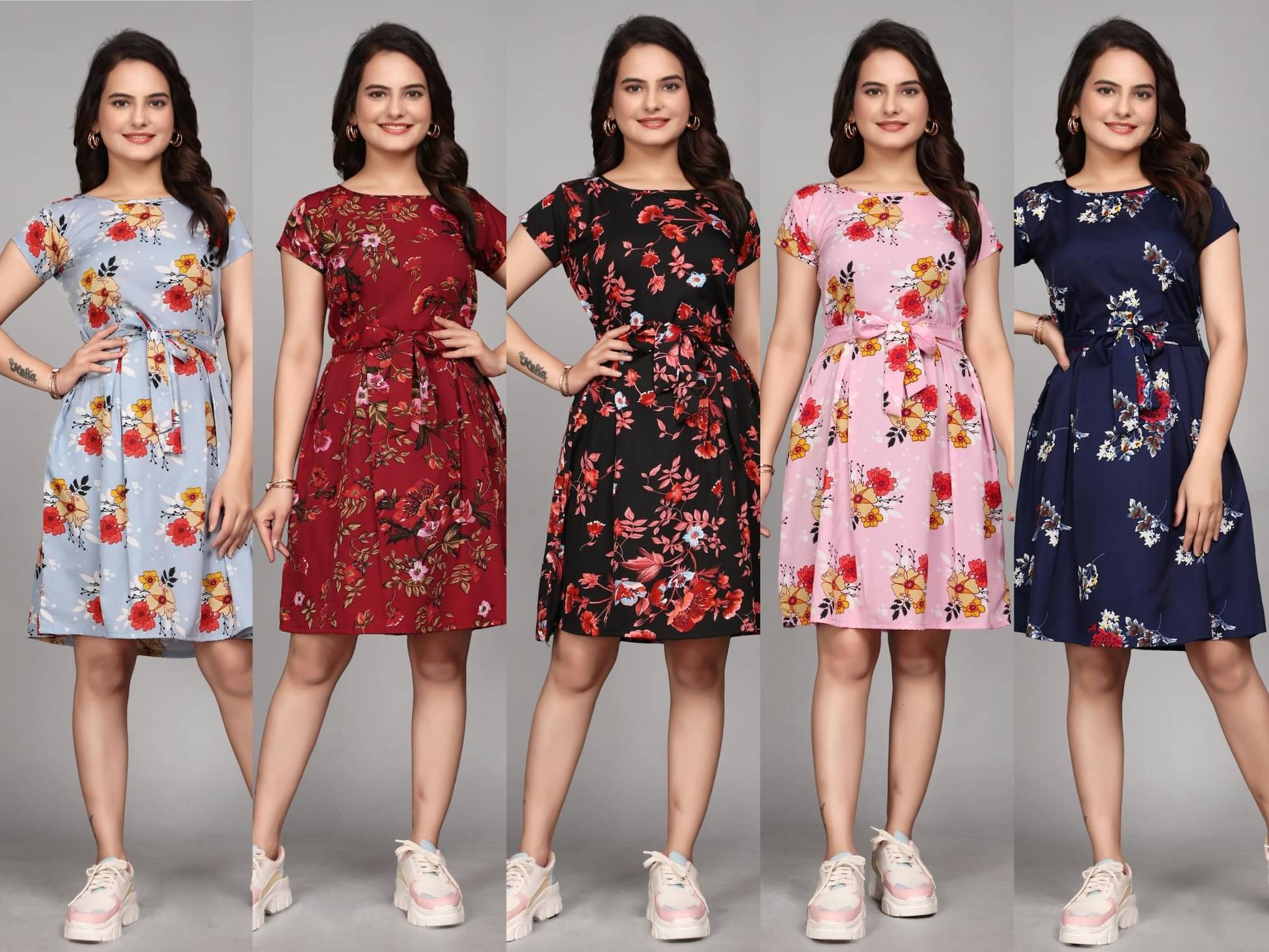     			KALAVRITTA Women Crepe Printed Fit & Flare Dress ( Multicolor )