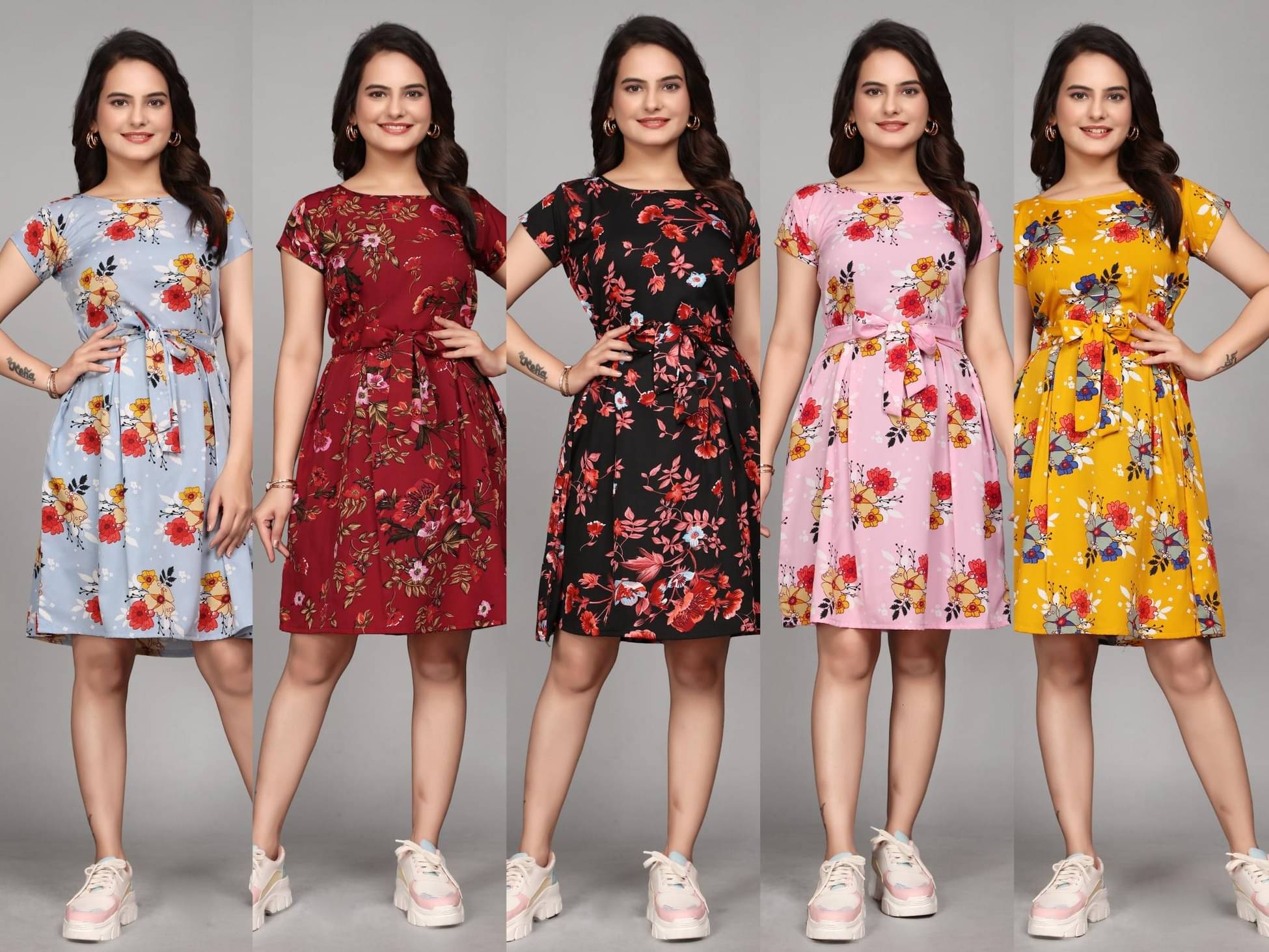 KALAVRITTA Women Crepe Printed Fit & Flare Dress ( Multicolor ) KALAVRITTA Women Crepe Printed Fit & Flare Dress ( Multicolor )