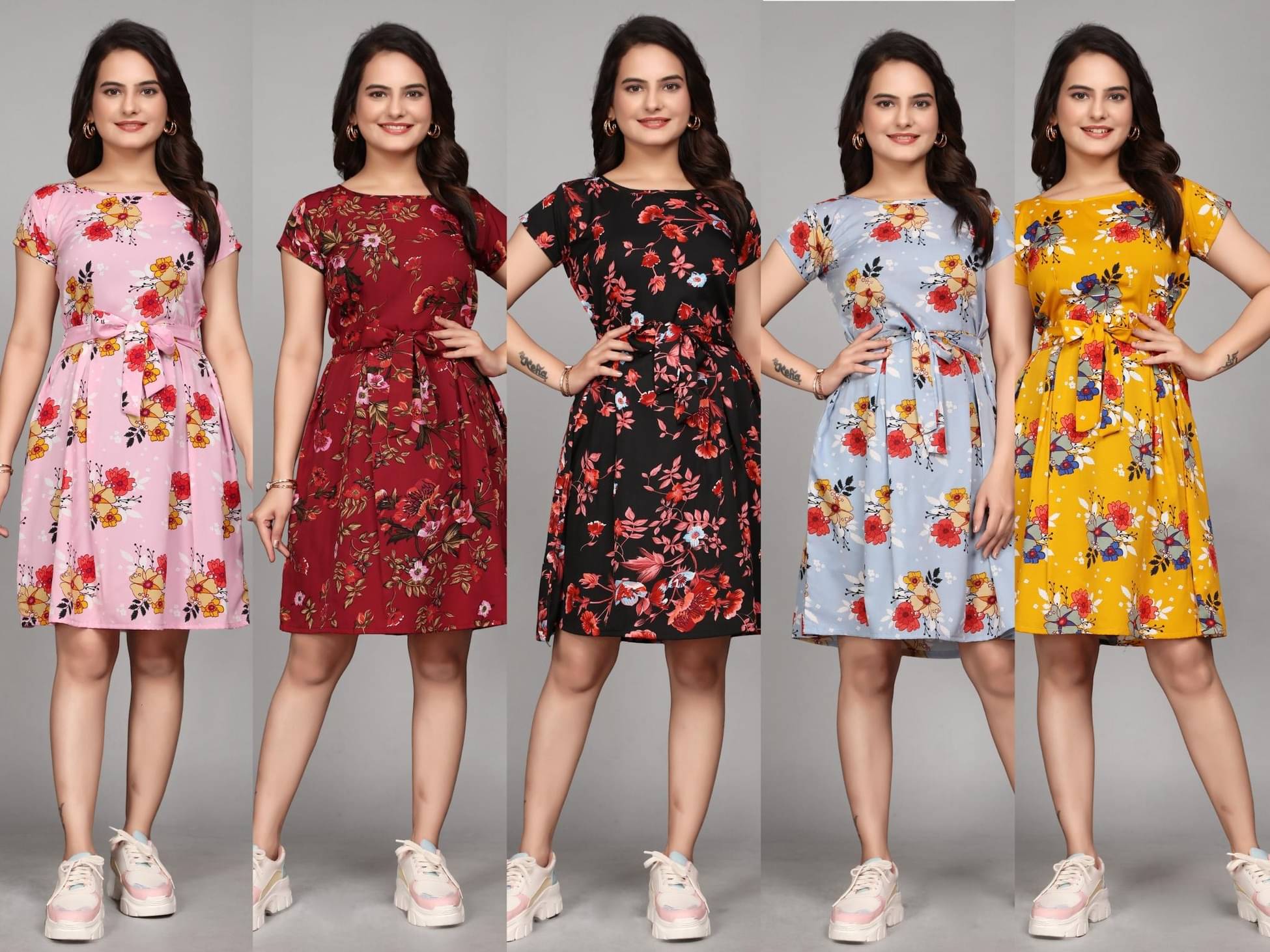 KALAVRITTA Women Crepe Printed Fit & Flare Dress ( Multicolor ) KALAVRITTA Women Crepe Printed Fit & Flare Dress ( Multicolor )