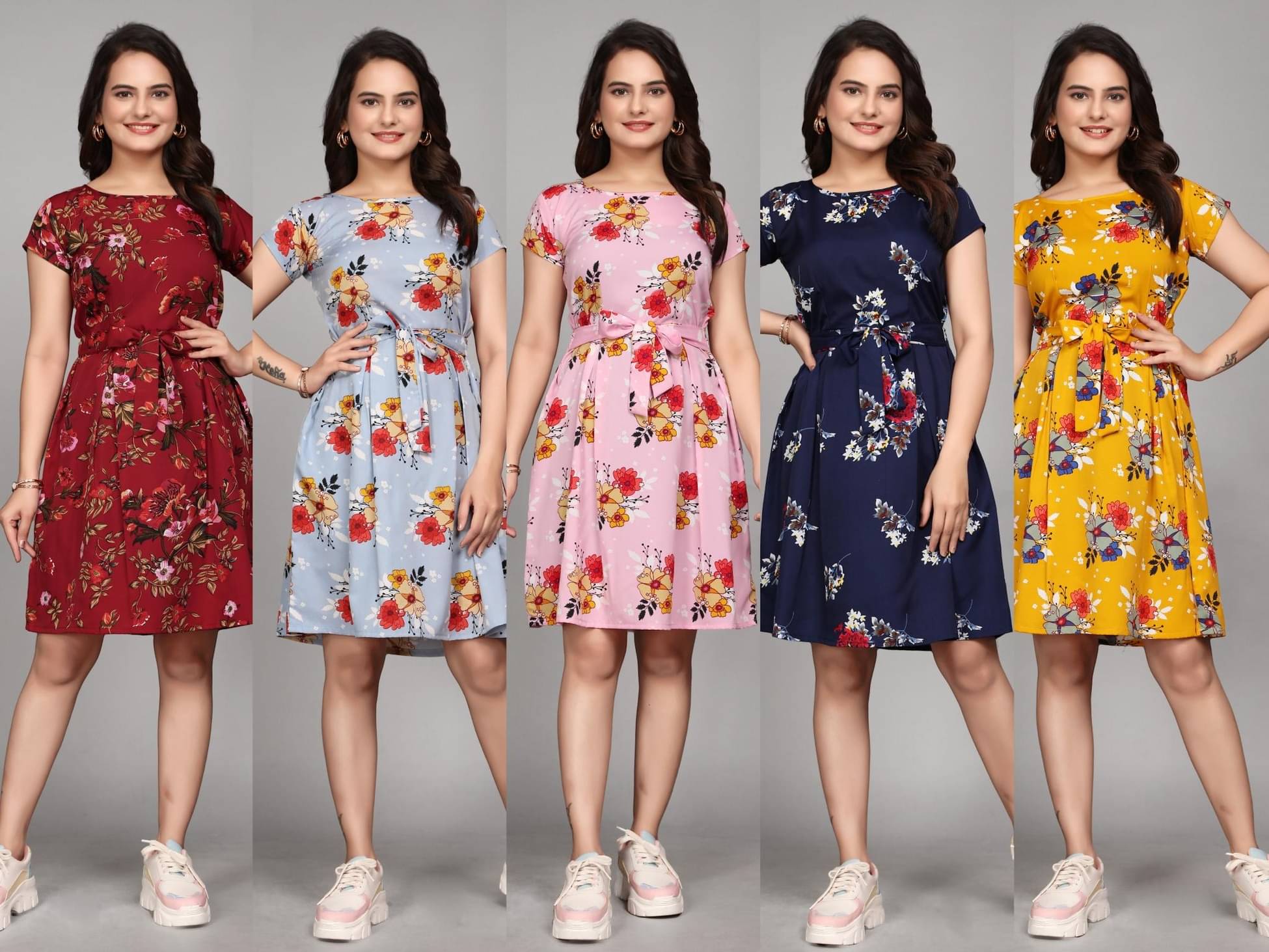 KALAVRITTA Women Crepe Printed Fit & Flare Dress ( Multicolor ) KALAVRITTA Women Crepe Printed Fit & Flare Dress ( Multicolor )