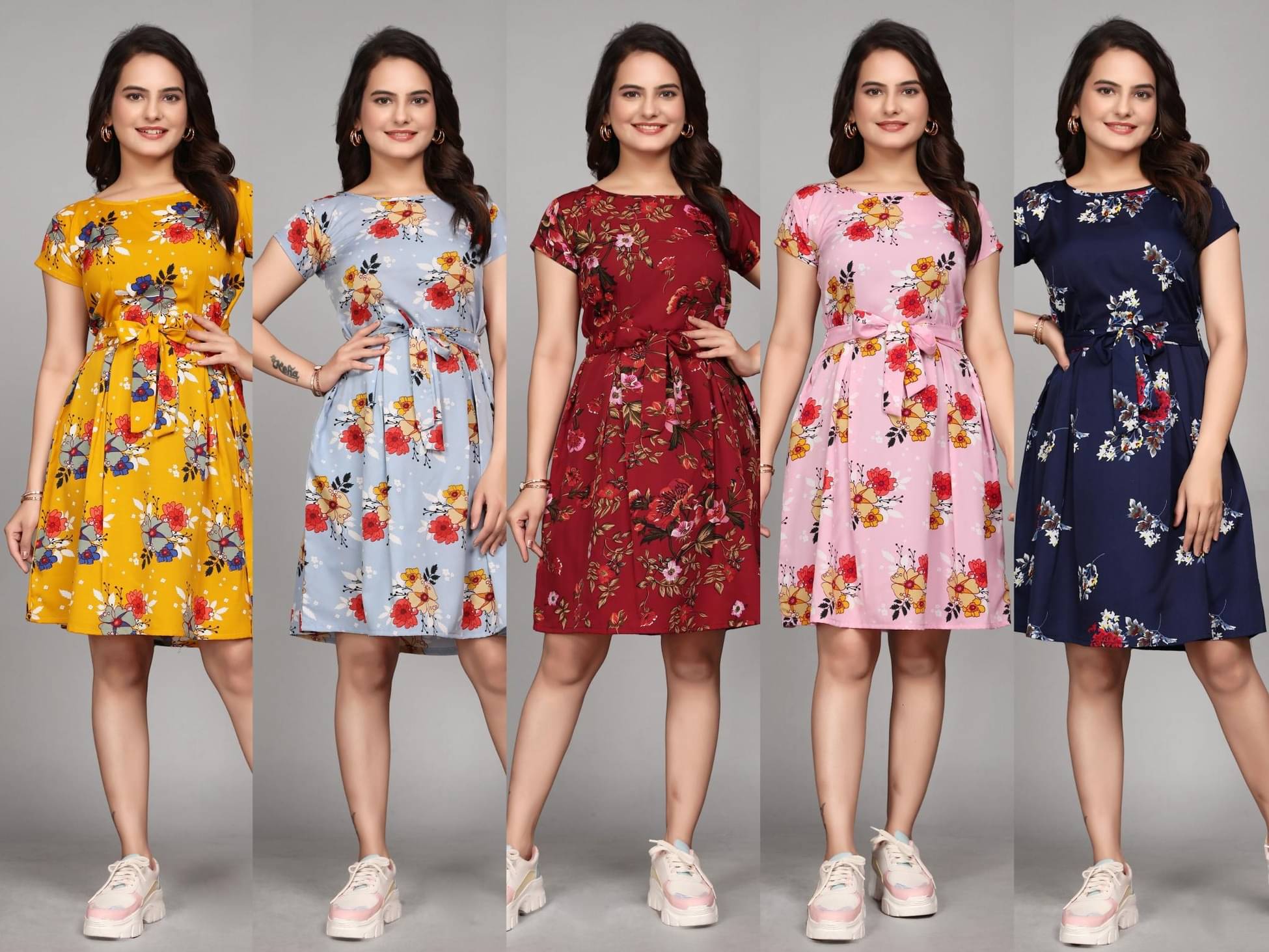     			KALAVRITTA Women Crepe Printed Fit & Flare Dress ( Multicolor )